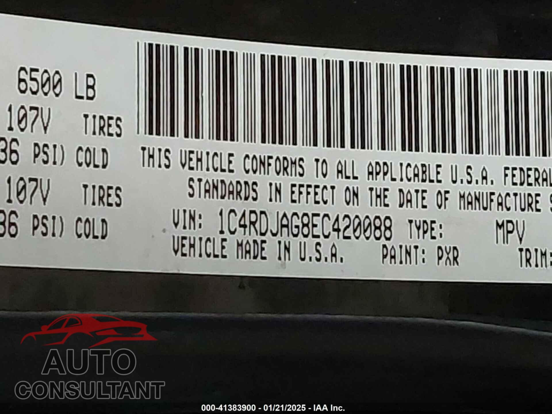 DODGE DURANGO 2014 - 1C4RDJAG8EC420088