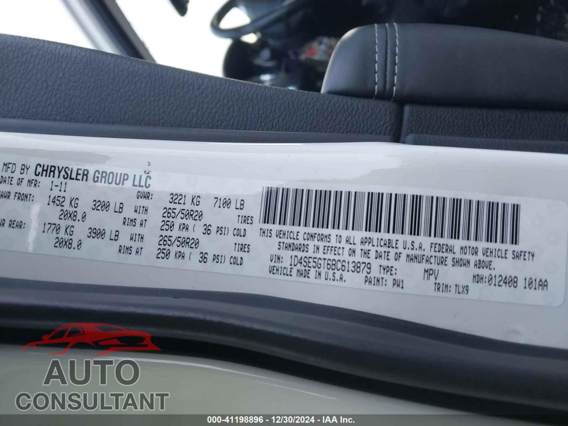 DODGE DURANGO 2011 - 1D4SE5GT6BC613879