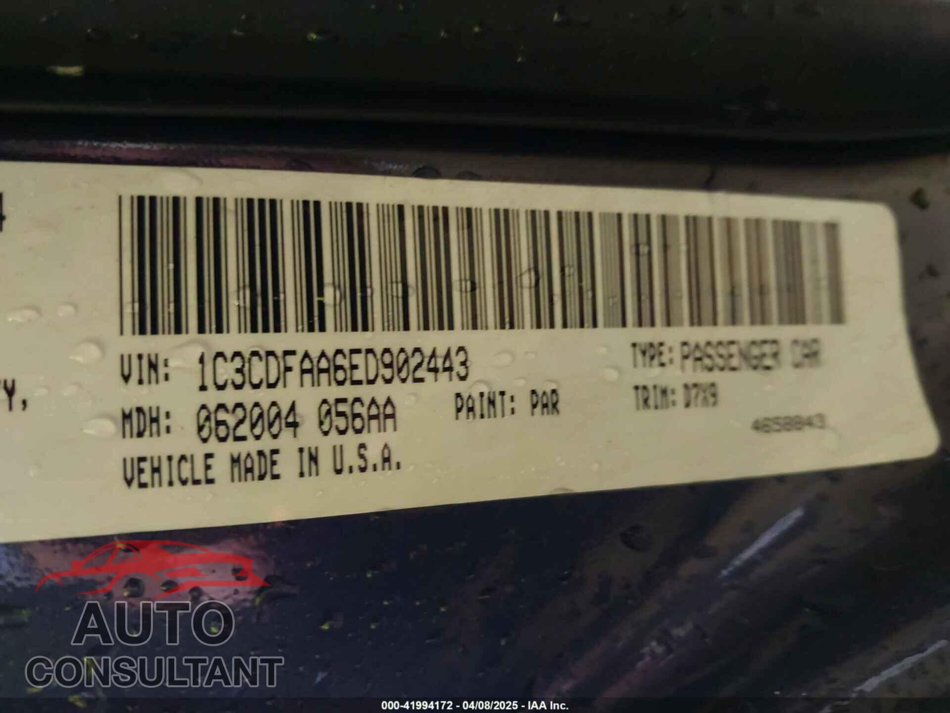 DODGE DART 2014 - 1C3CDFAA6ED902443