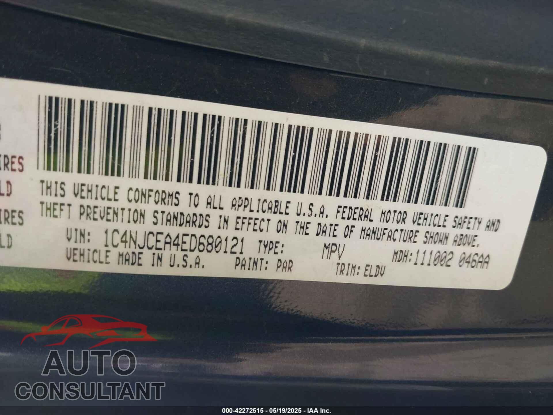 JEEP COMPASS 2014 - 1C4NJCEA4ED680121