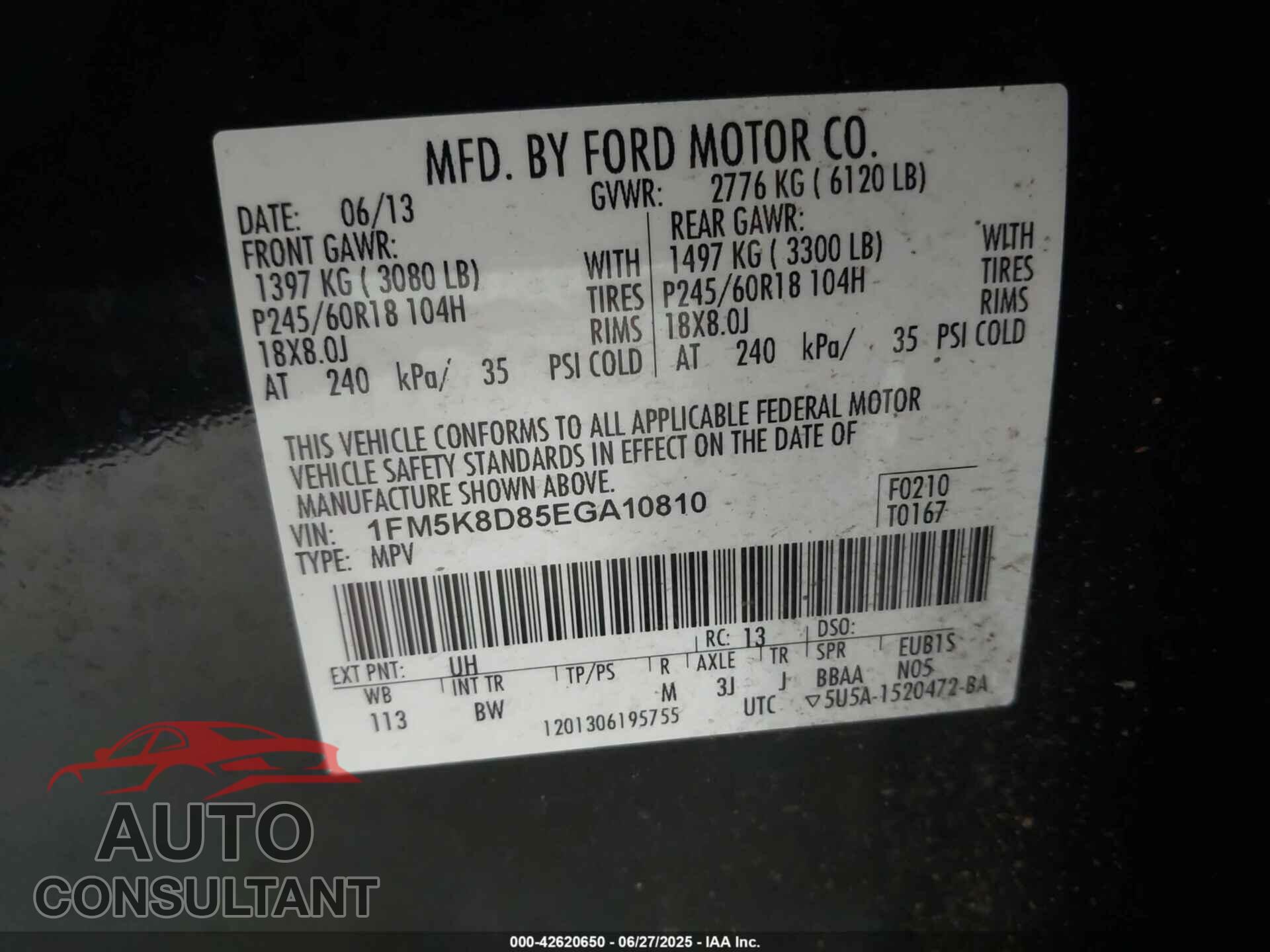 FORD EXPLORER 2014 - 1FM5K8D85EGA10810