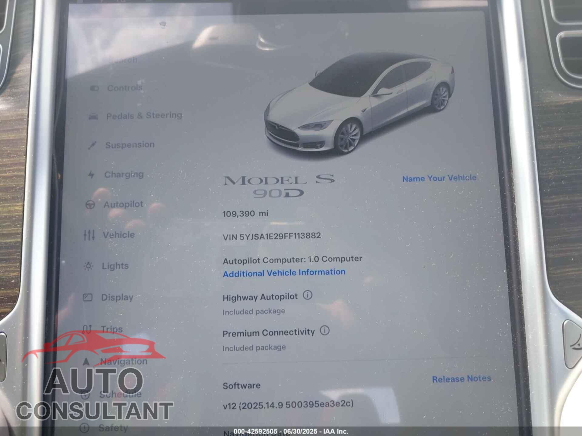 TESLA MODEL S 2015 - 5YJSA1E29FF113882