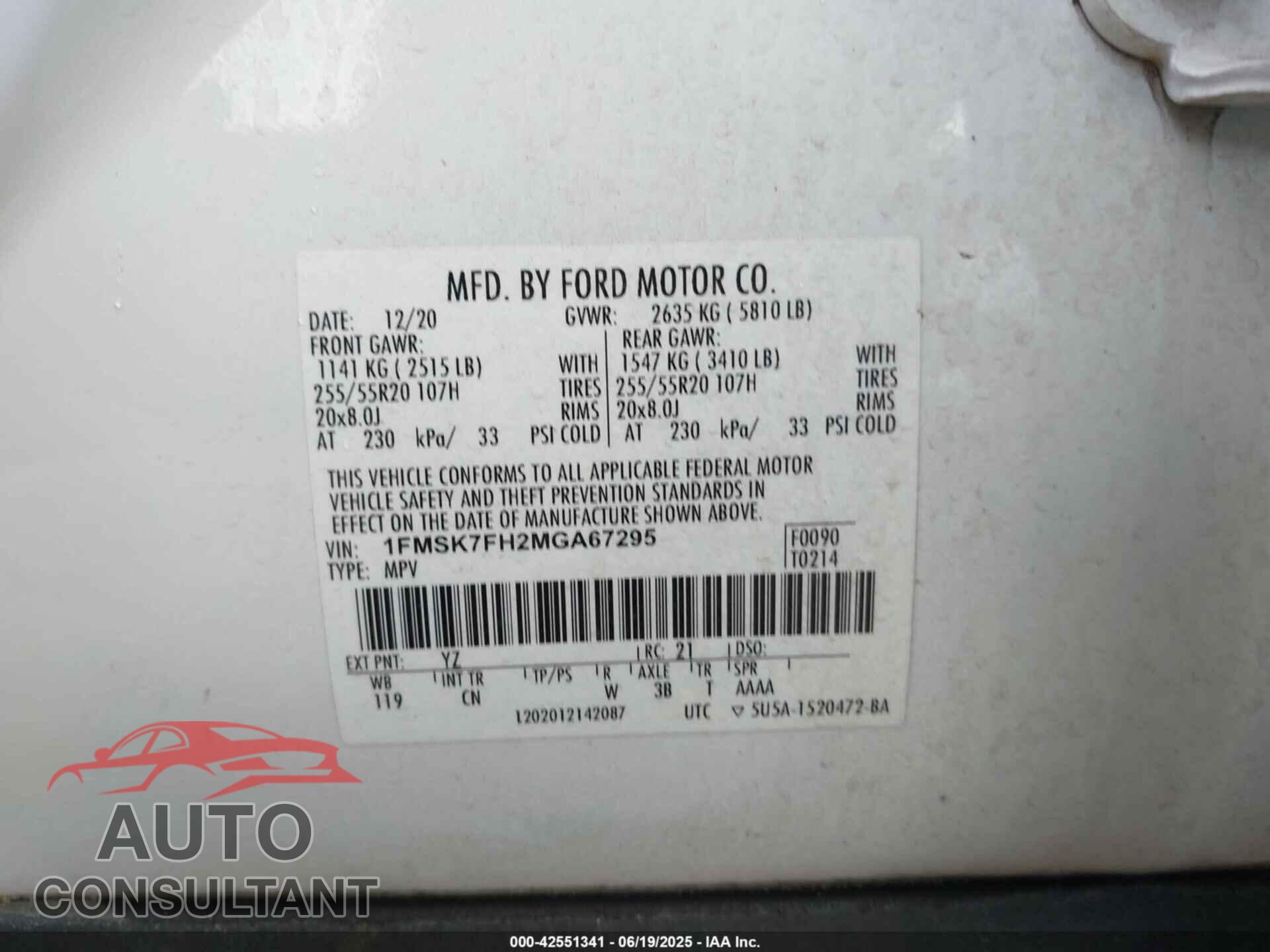 FORD EXPLORER 2021 - 1FMSK7FH2MGA67295