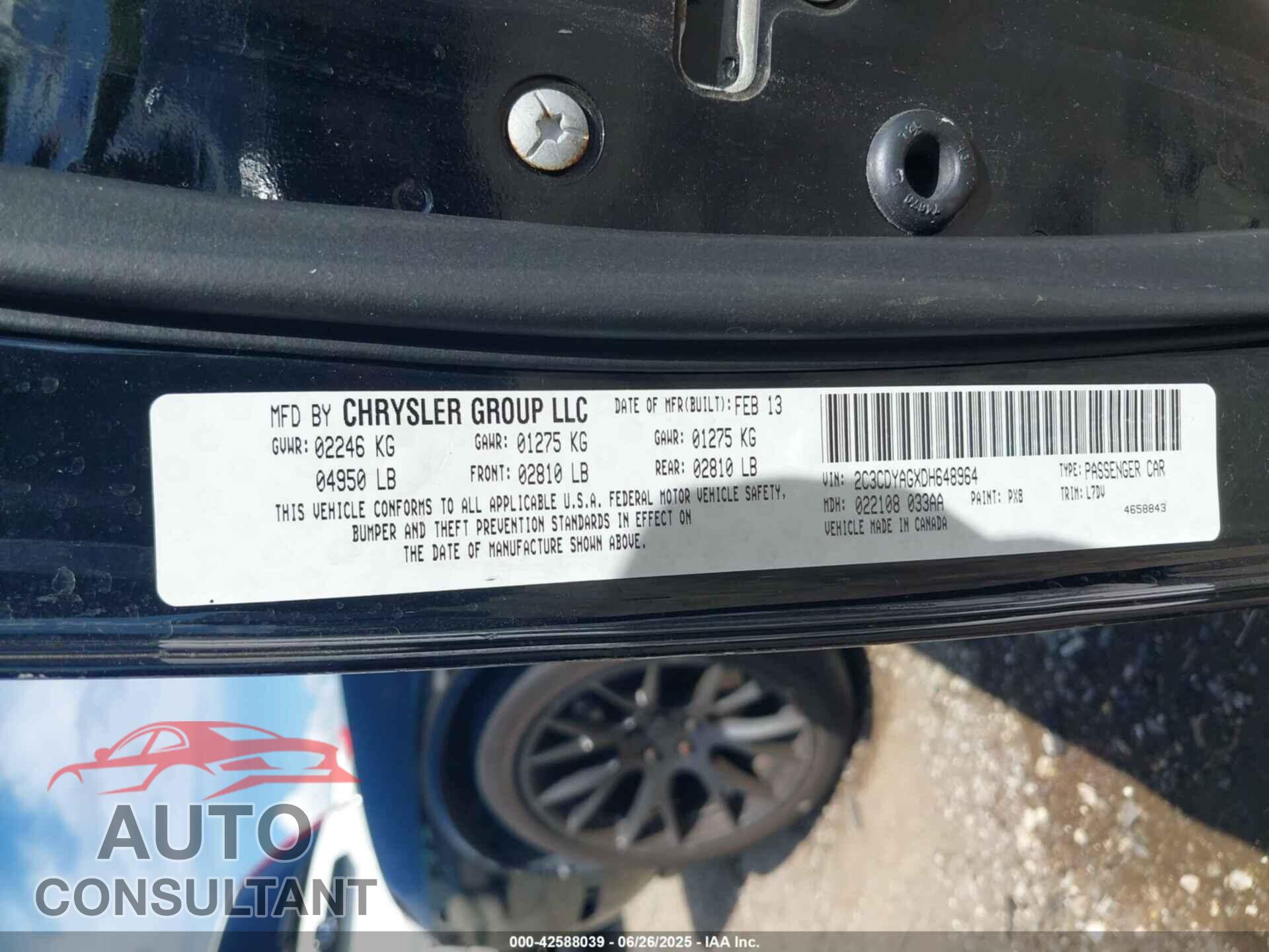 DODGE CHALLENGER 2013 - 2C3CDYAGXDH648964