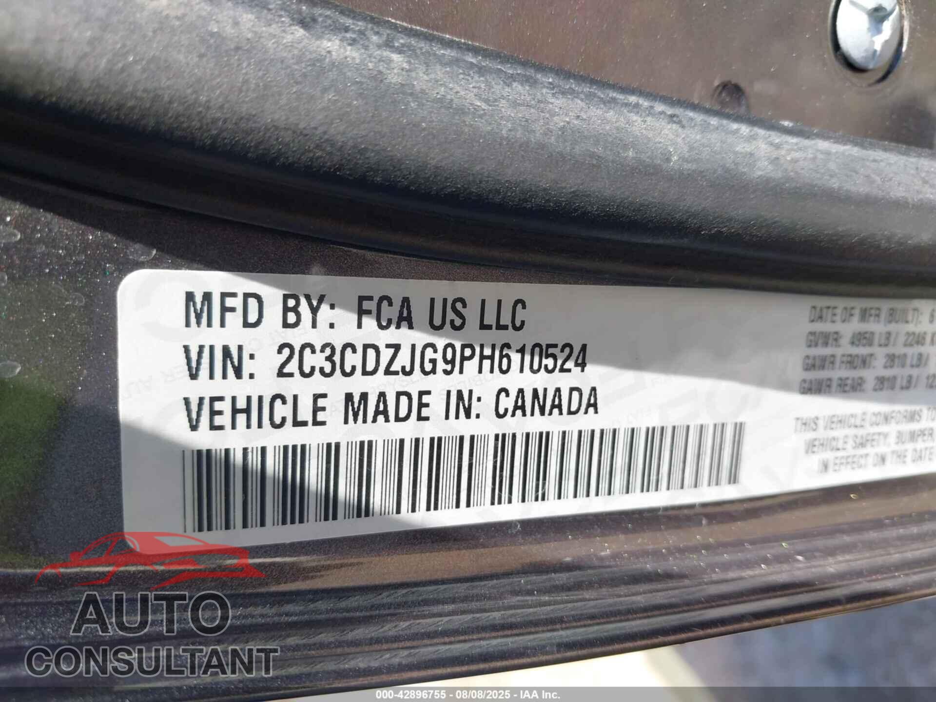 DODGE CHALLENGER 2023 - 2C3CDZJG9PH610524