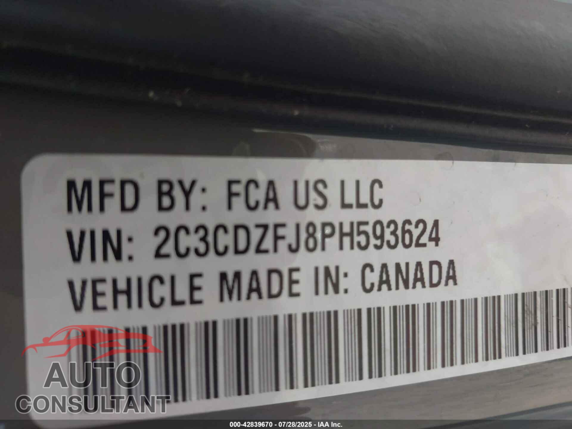 DODGE CHALLENGER 2023 - 2C3CDZFJ8PH593624