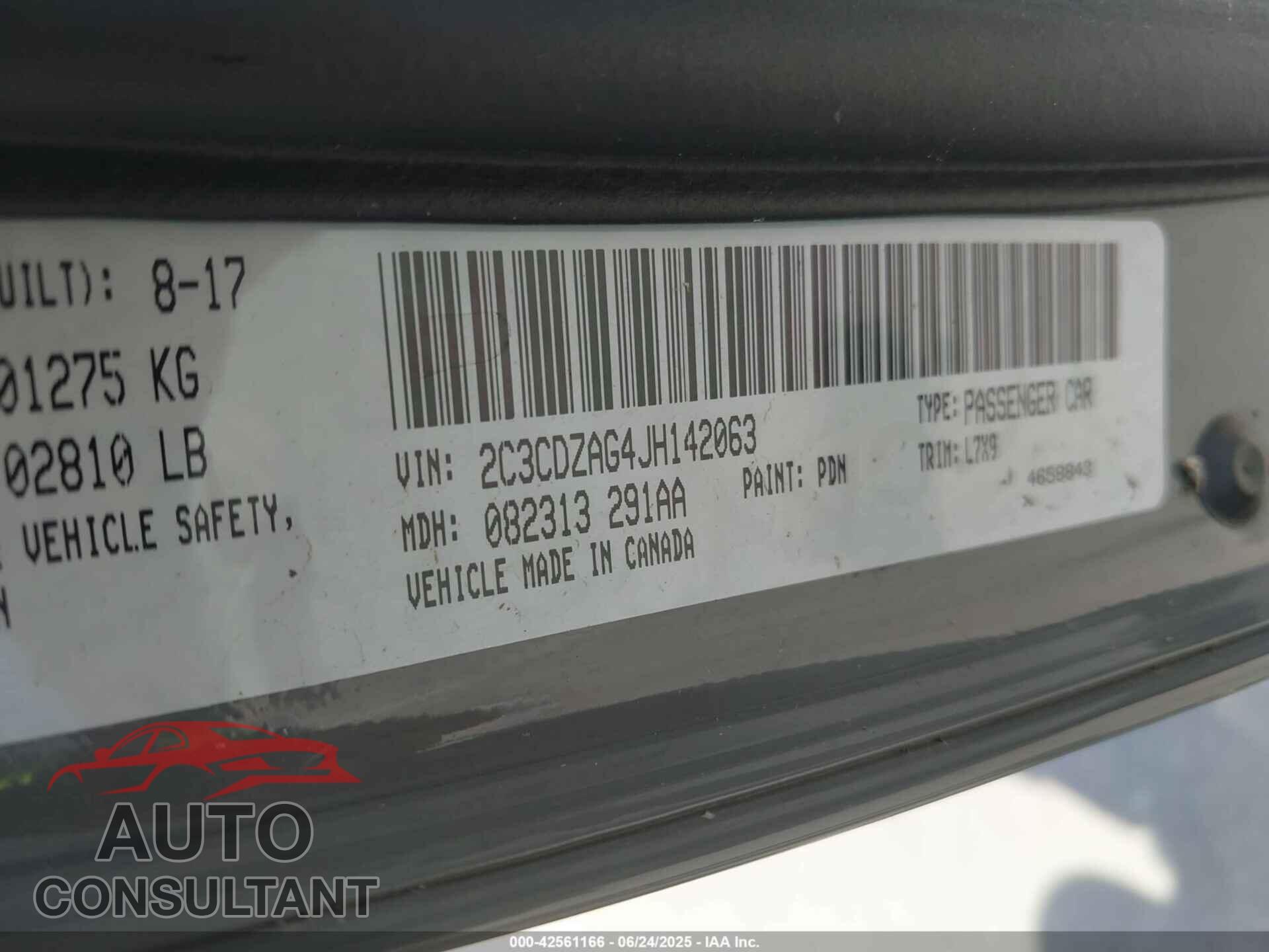 DODGE CHALLENGER 2018 - 2C3CDZAG4JH142063