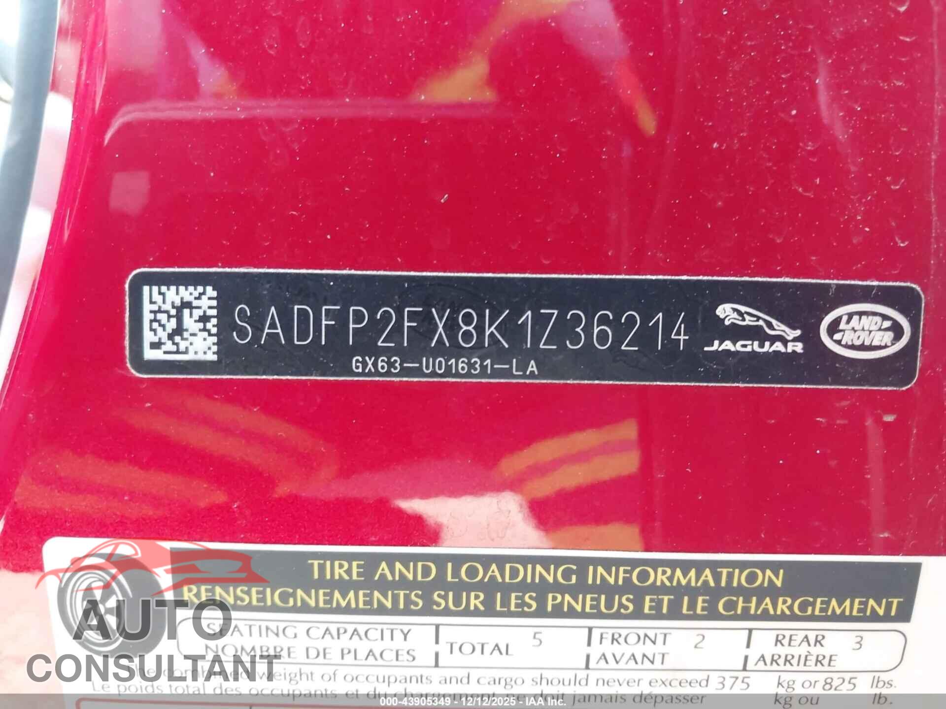 JAGUAR E-PACE 2019 - SADFP2FX8K1Z36214