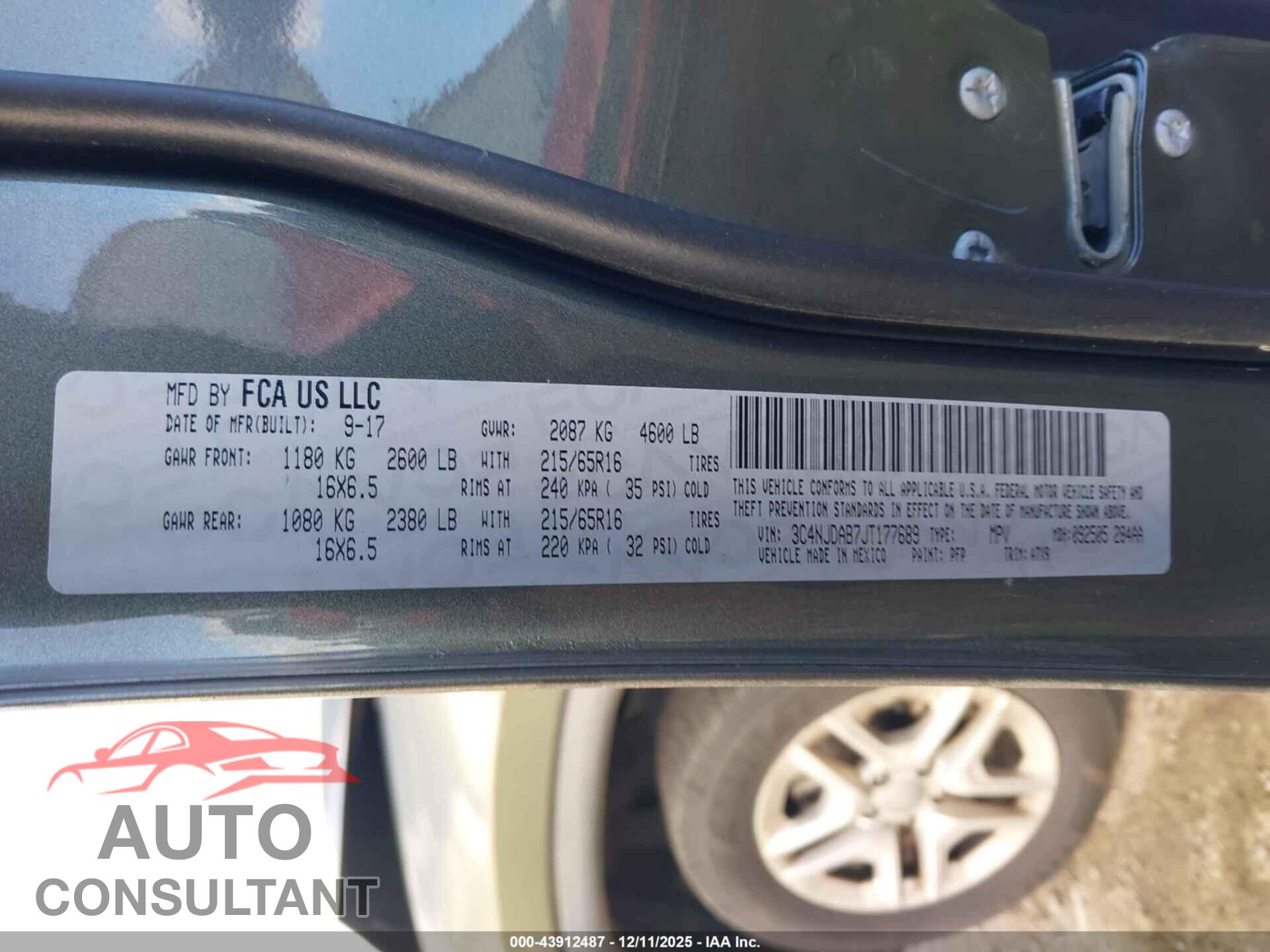 JEEP COMPASS 2018 - 3C4NJDAB7JT177689