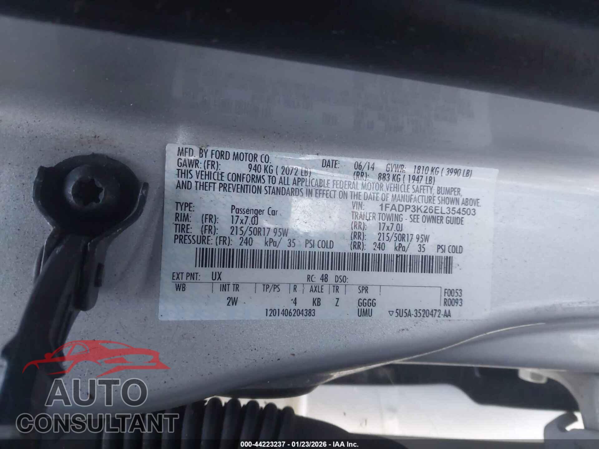 FORD FOCUS 2014 - 1FADP3K26EL354503