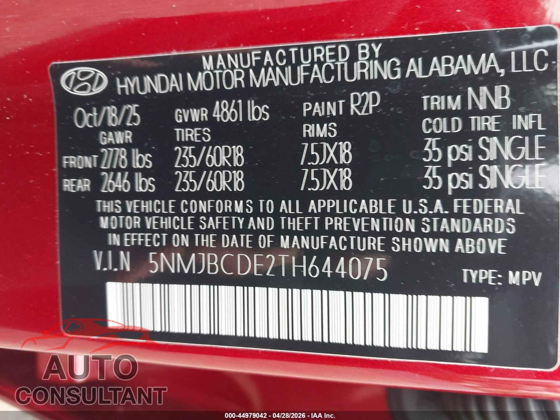 HYUNDAI TUCSON 2026 - 5NMJBCDE2TH644075