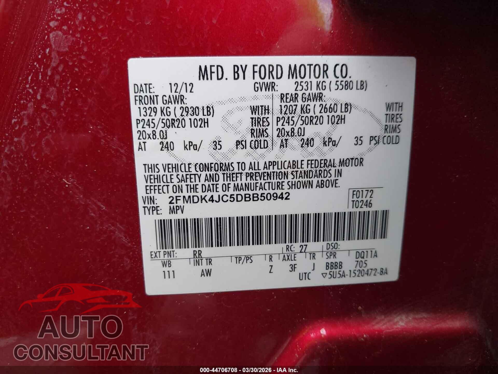 FORD EDGE 2013 - 2FMDK4JC5DBB50942