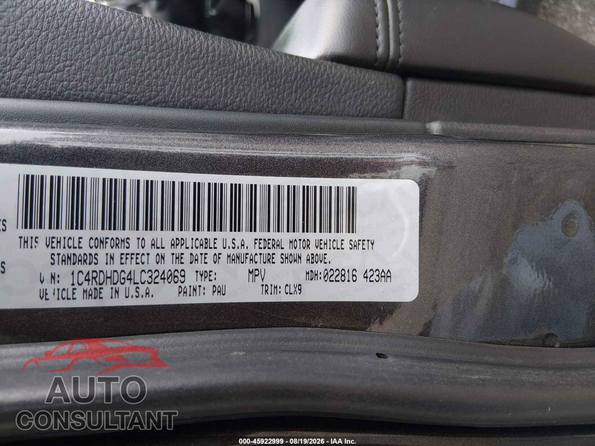 DODGE DURANGO 2020 - 1C4RDHDG4LC324069