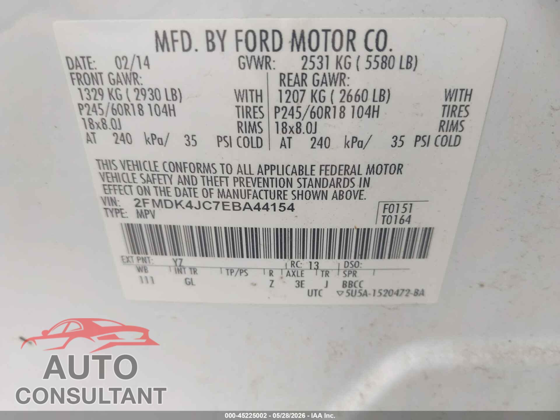 FORD EDGE 2014 - 2FMDK4JC7EBA44154