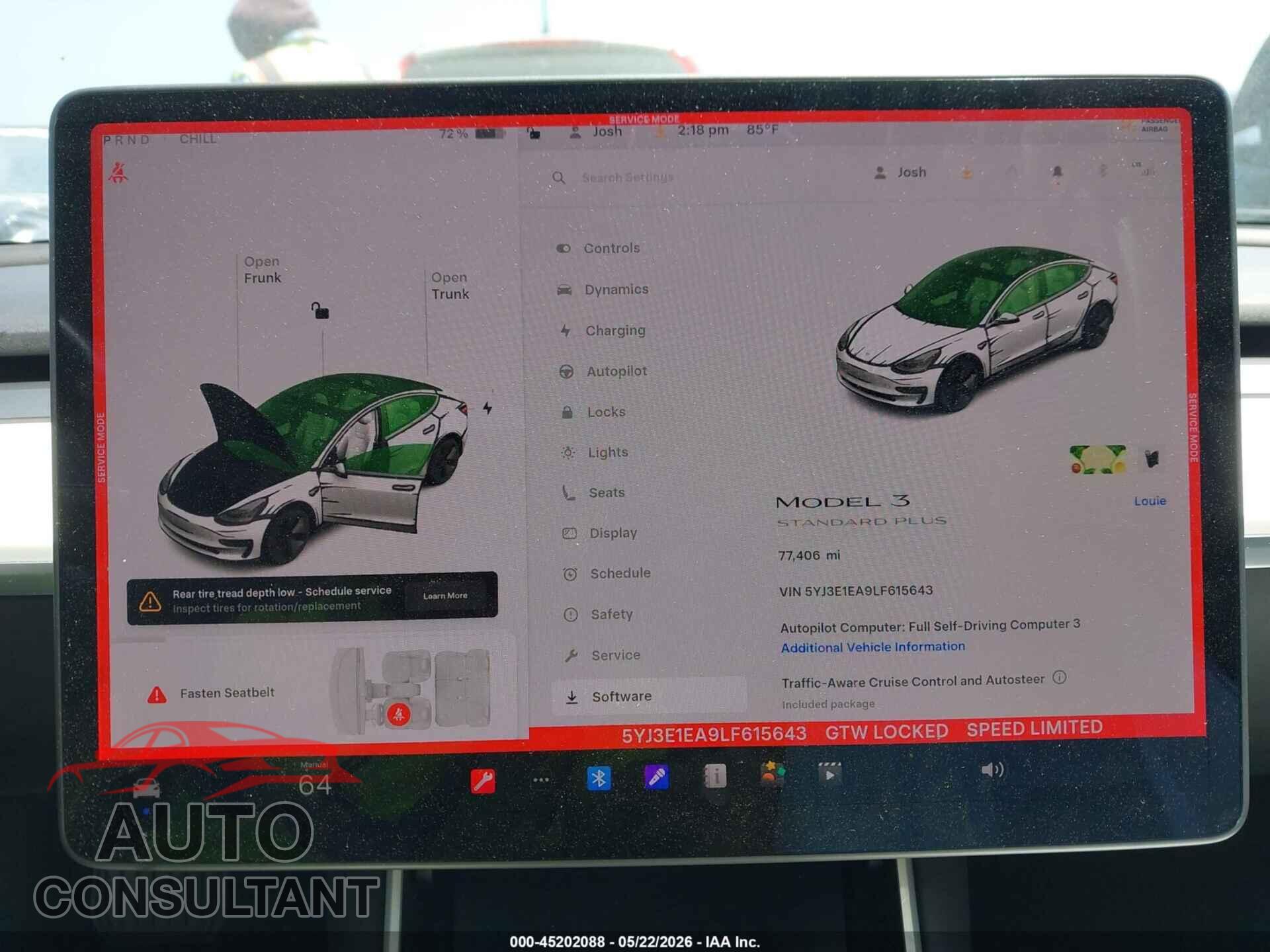 TESLA MODEL 3 2020 - 5YJ3E1EA9LF615643