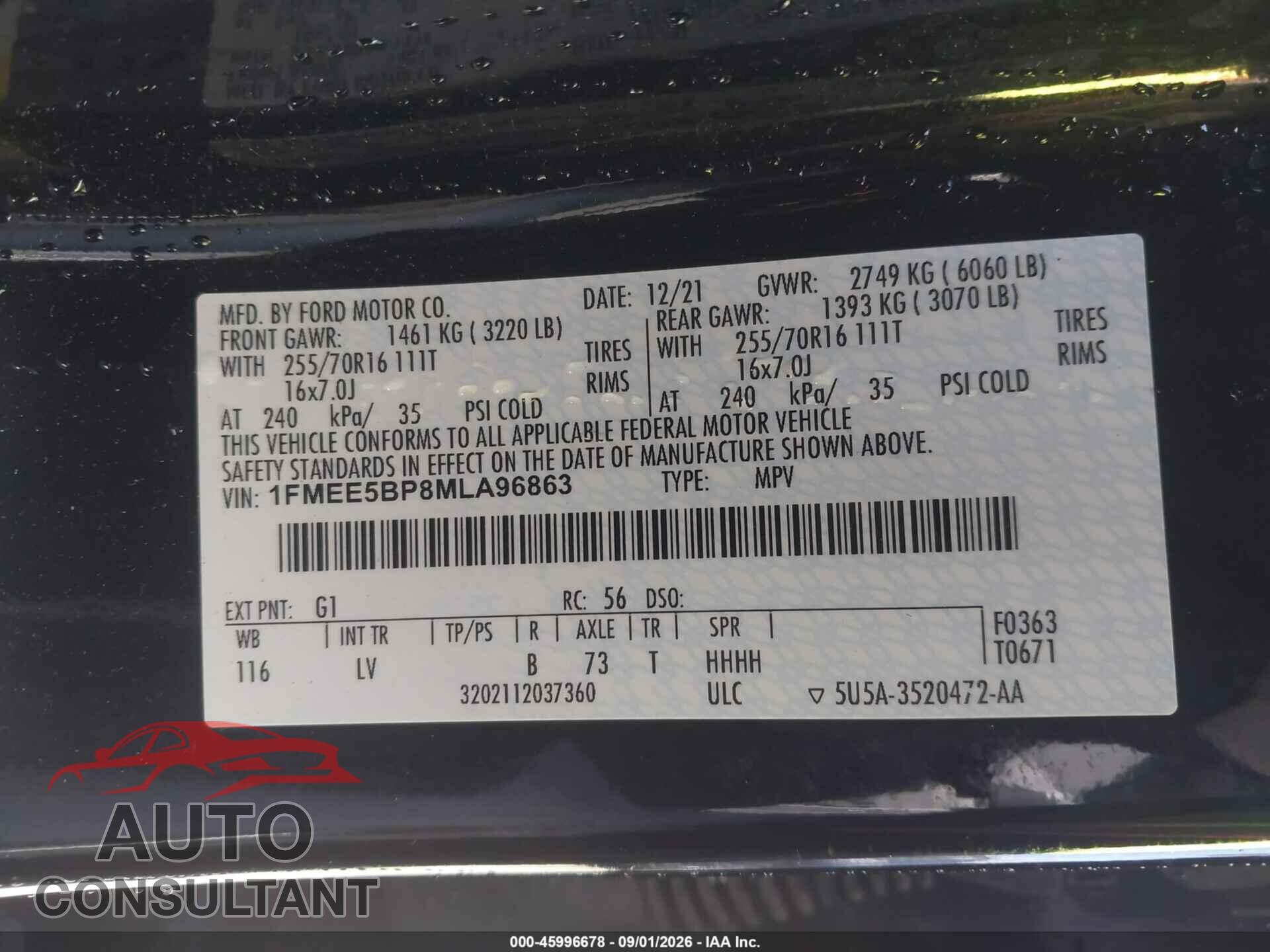 FORD BRONCO 2021 - 1FMEE5BP8MLA96863