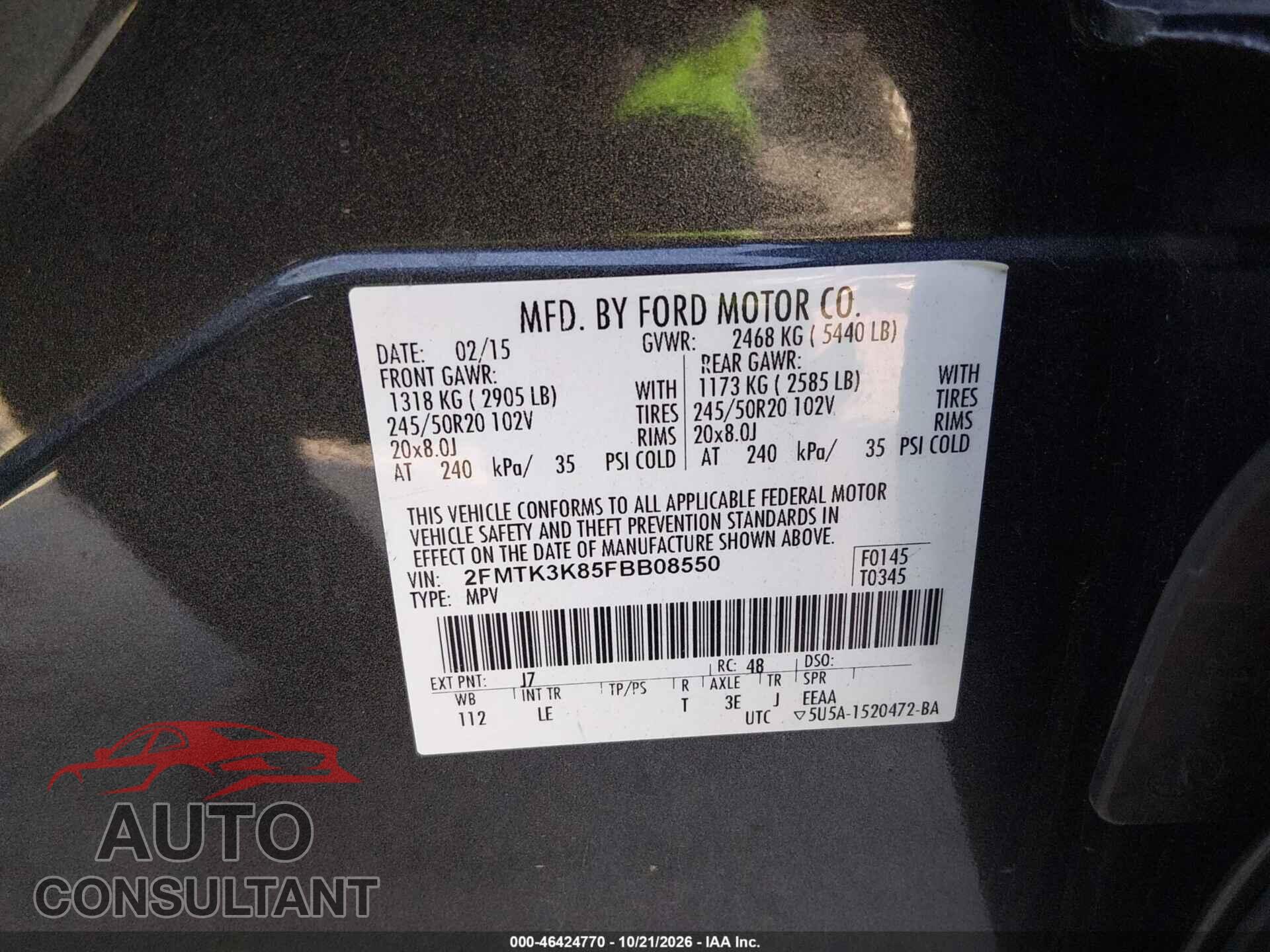 FORD EDGE 2015 - 2FMTK3K85FBB08550
