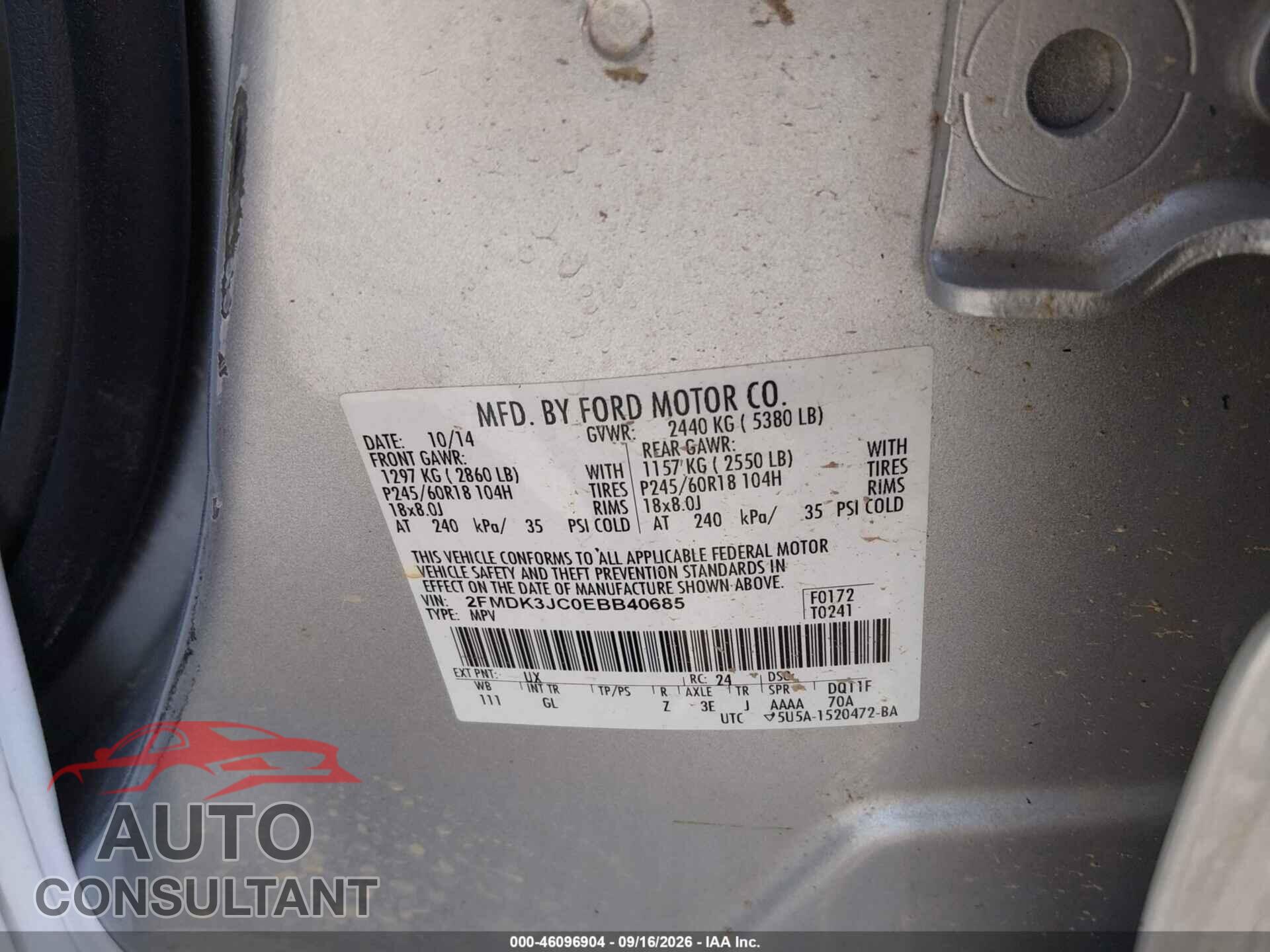 FORD EDGE 2014 - 2FMDK3JC0EBB40685