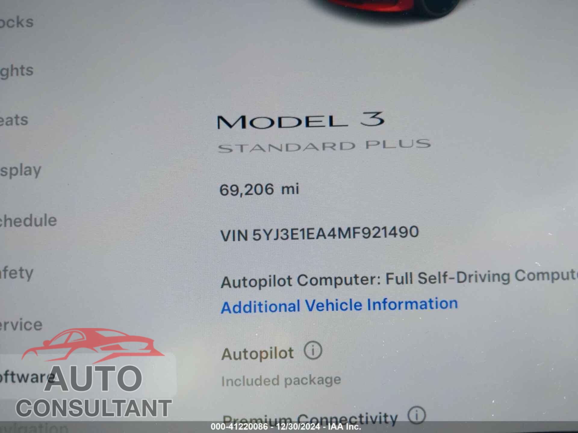 TESLA MODEL 3 2021 - 5YJ3E1EA4MF921490