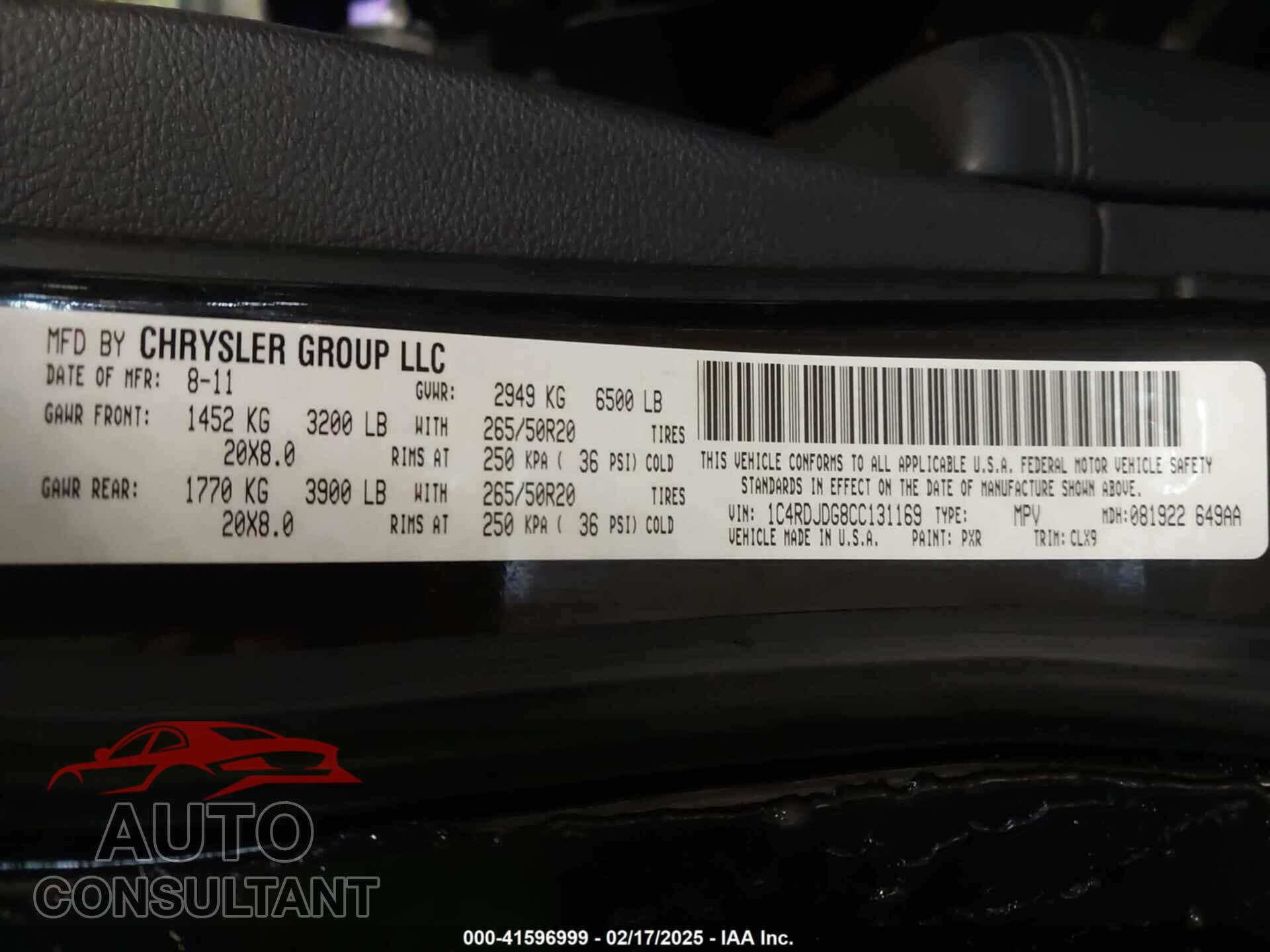 DODGE DURANGO 2012 - 1C4RDJDG8CC131169