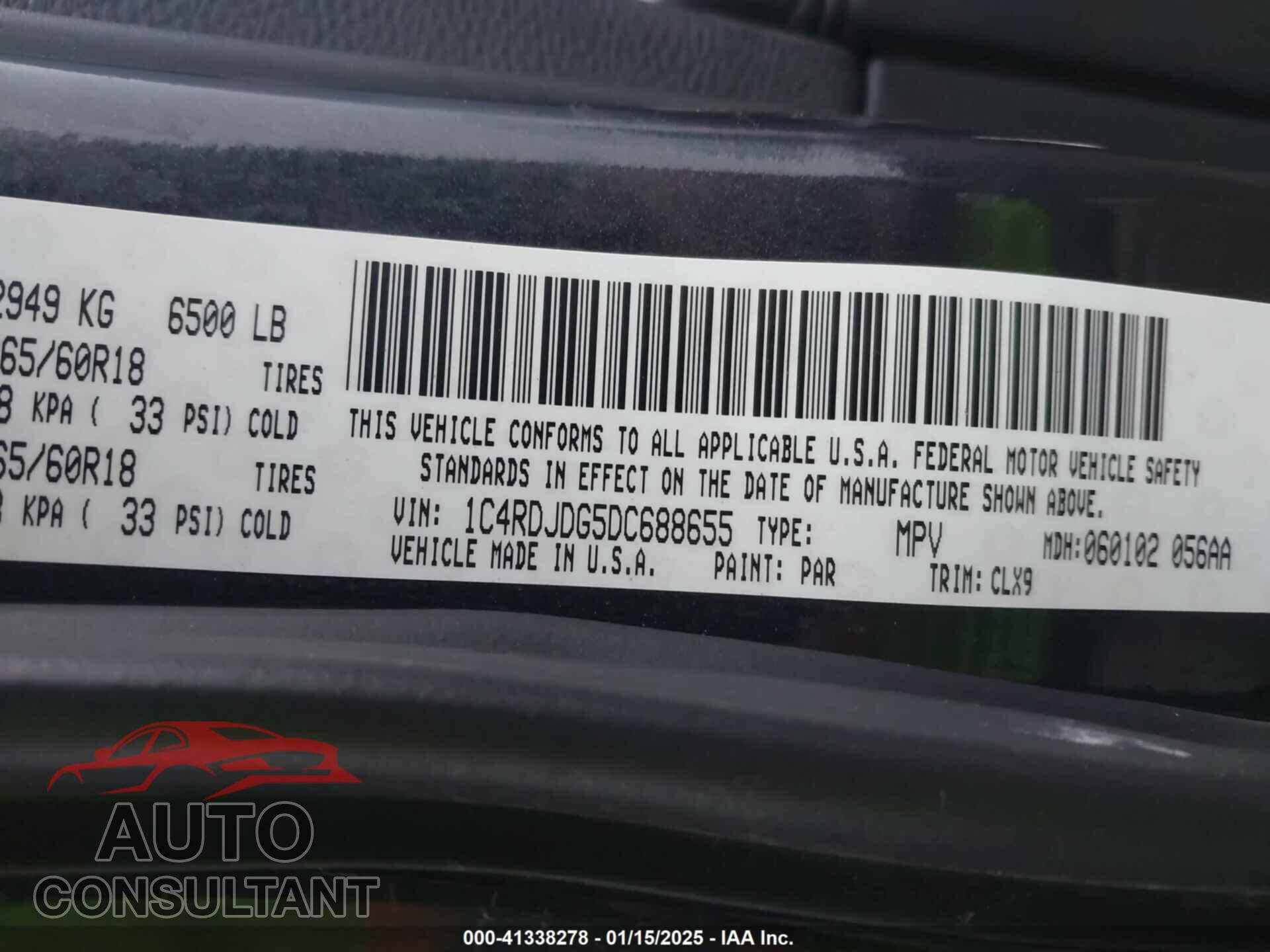 DODGE DURANGO 2013 - 1C4RDJDG5DC688655