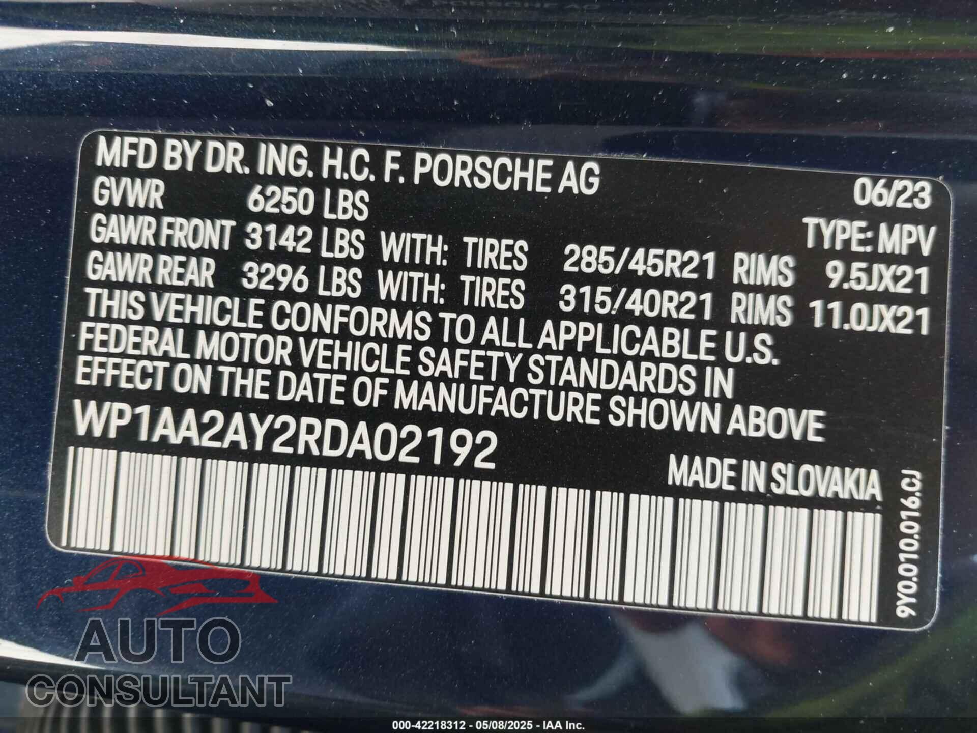 PORSCHE CAYENNE 2024 - WP1AA2AY2RDA02192
