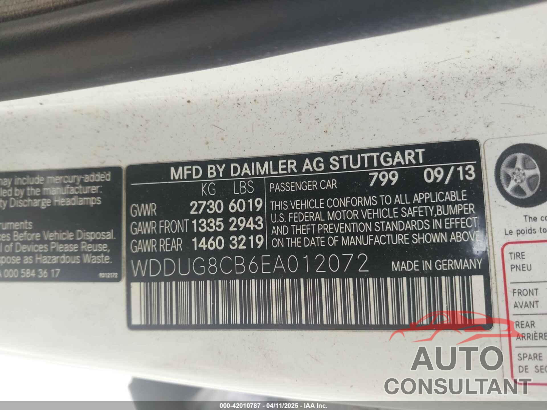 MERCEDES-BENZ S 550 2014 - WDDUG8CB6EA012072