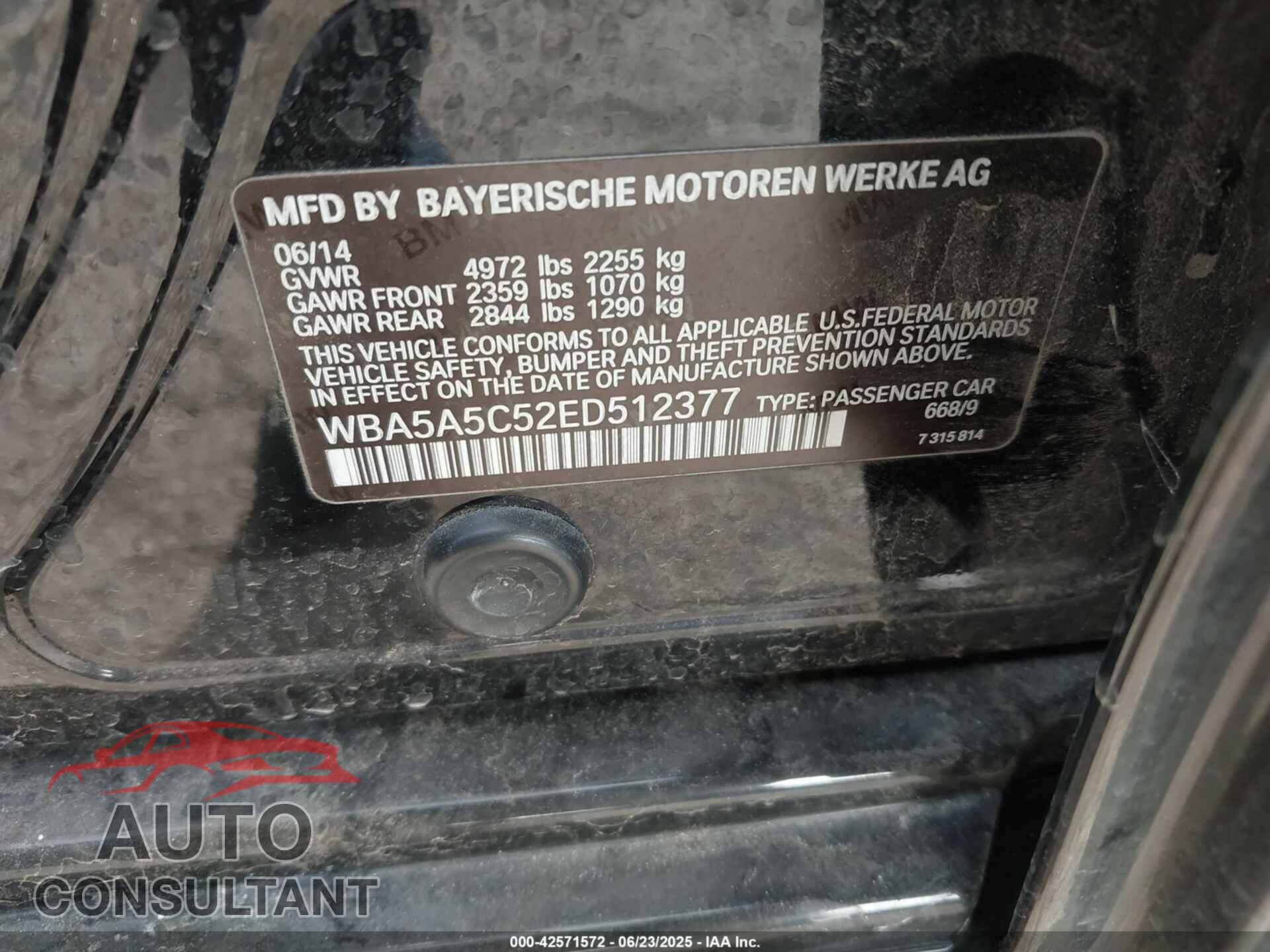 BMW 528I 2014 - WBA5A5C52ED512377