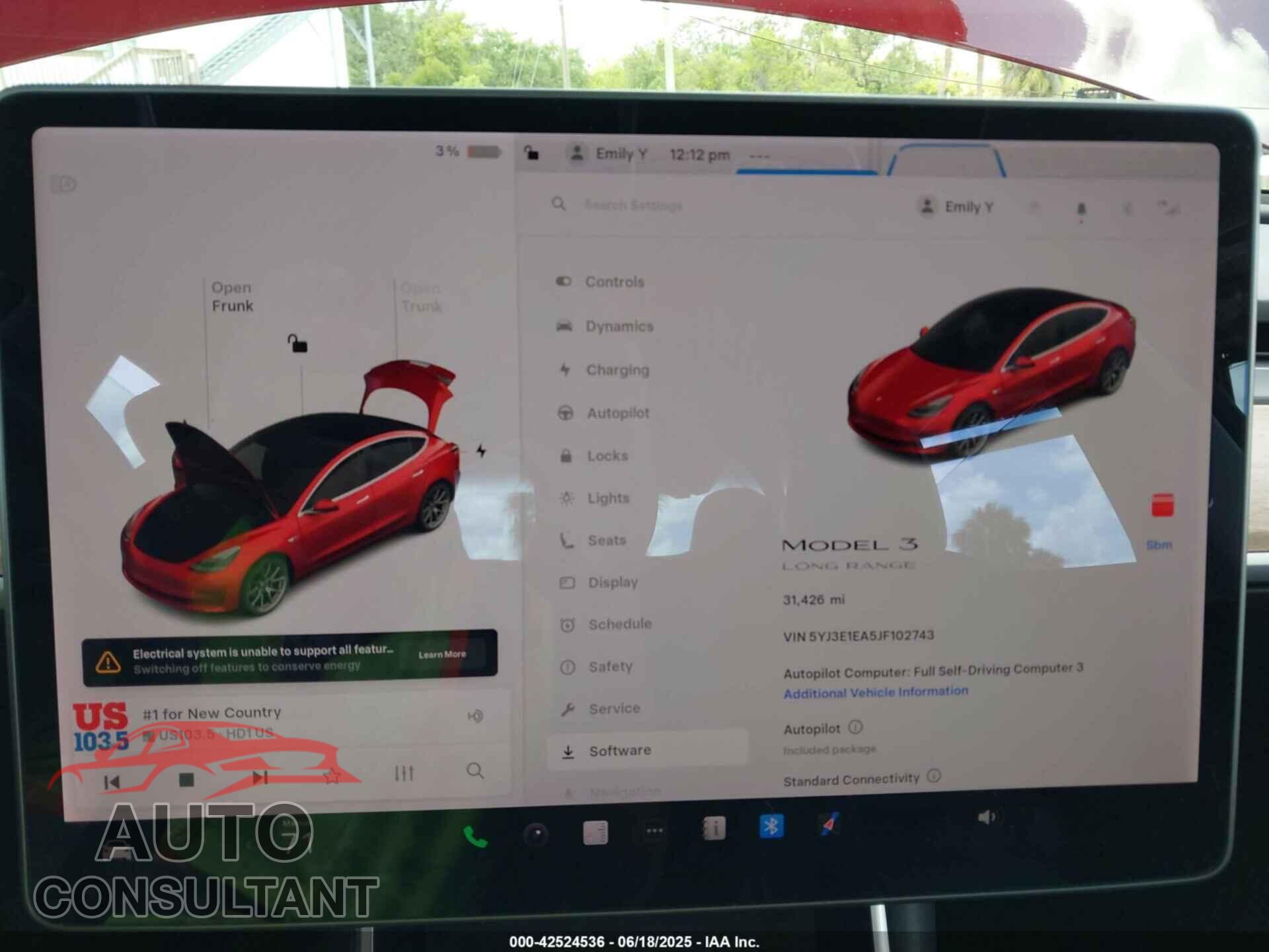 TESLA MODEL 3 2018 - 5YJ3E1EA5JF102743