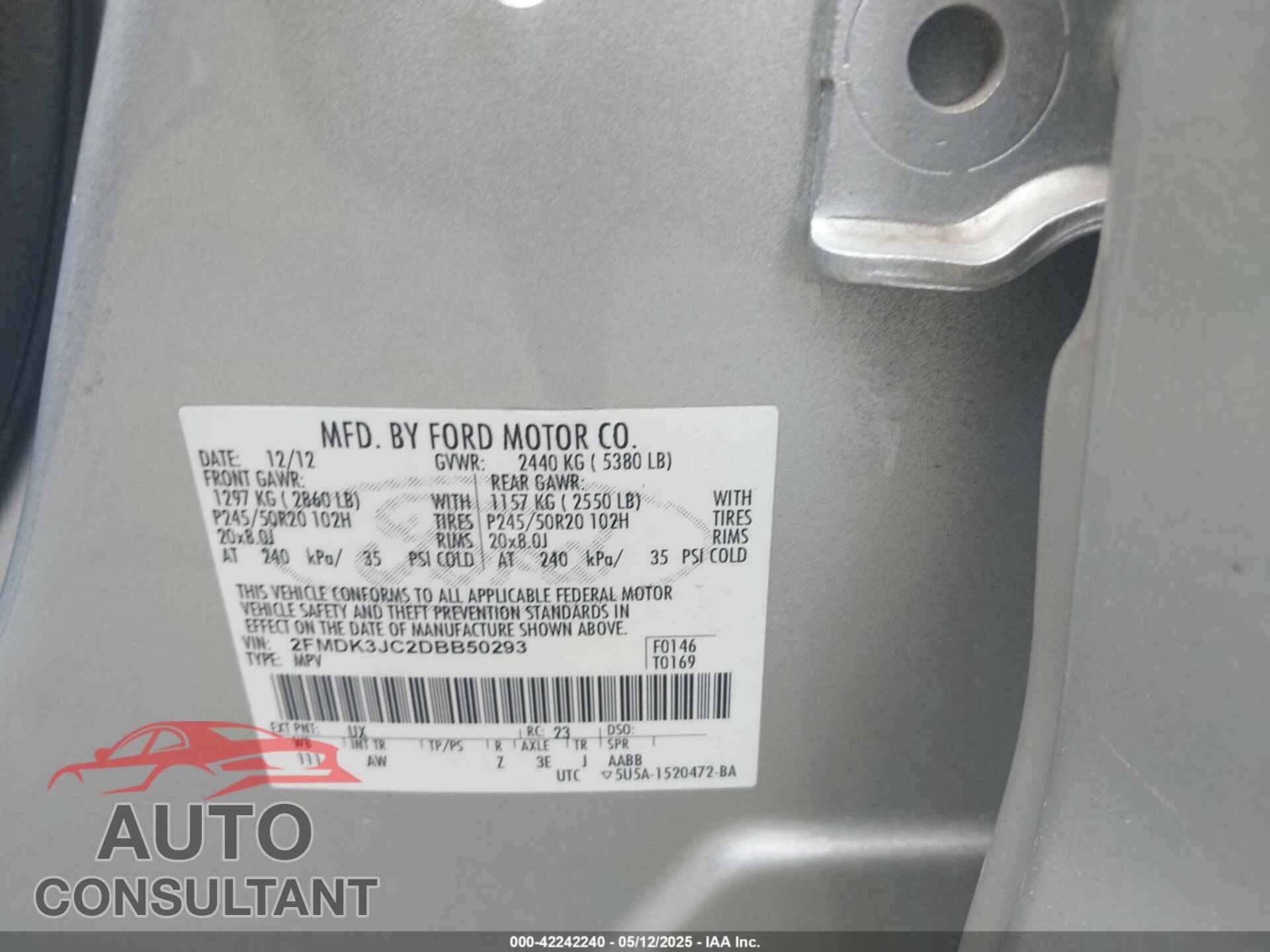 FORD EDGE 2013 - 2FMDK3JC2DBB50293