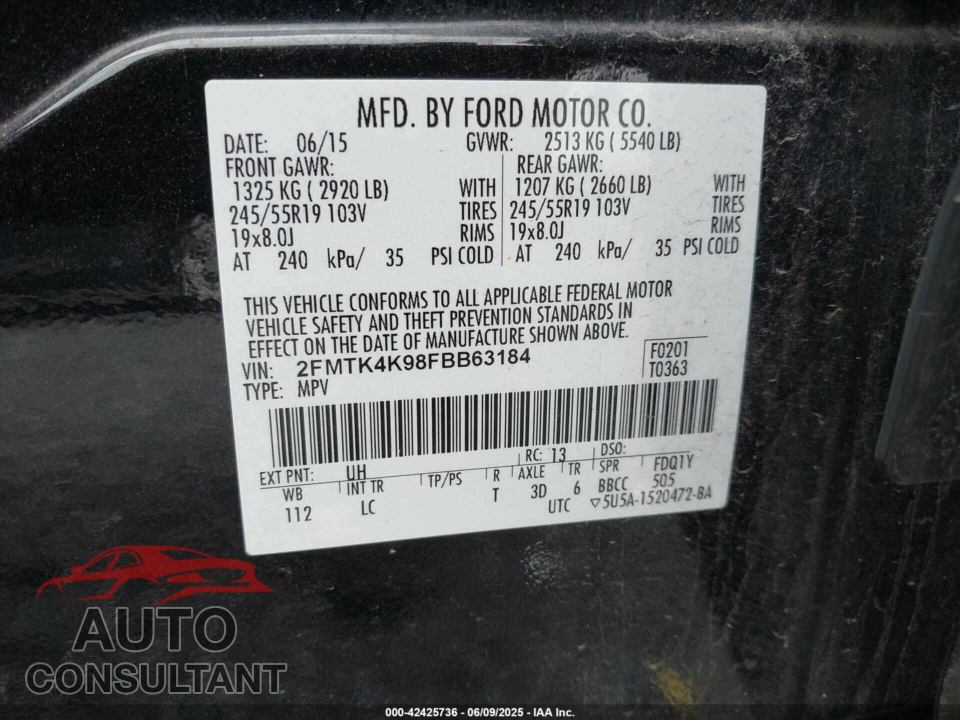 FORD EDGE 2015 - 2FMTK4K98FBB63184