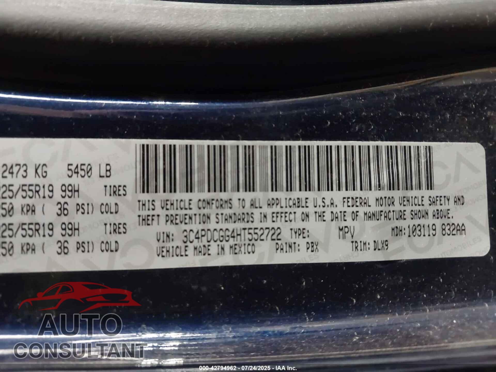 DODGE JOURNEY 2017 - 3C4PDCGG4HT552722