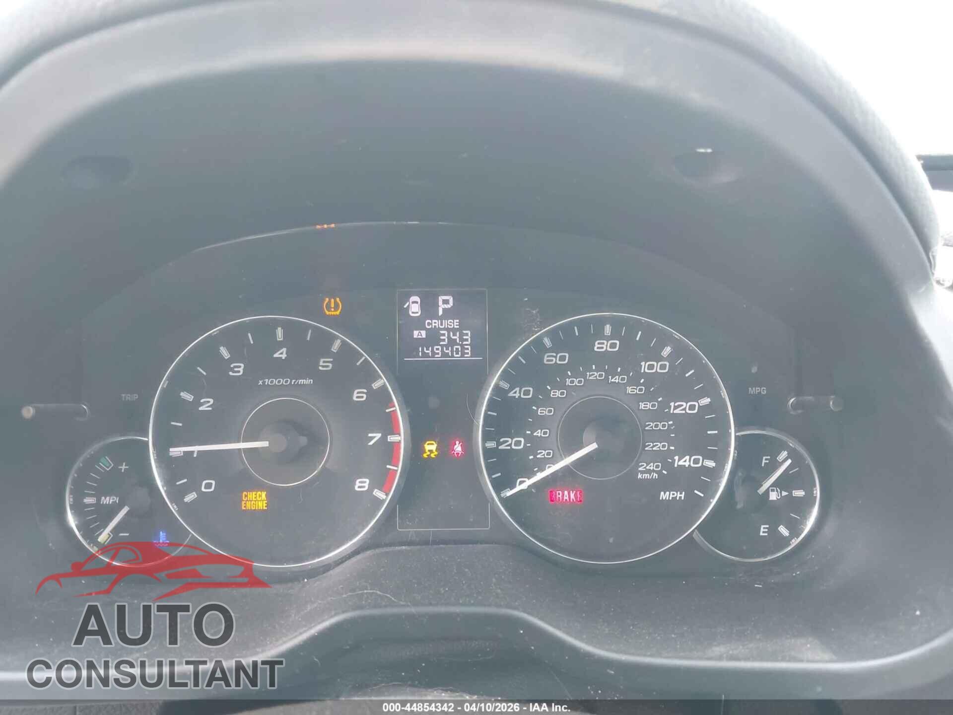 SUBARU OUTBACK 2012 - 4S4BRBCC2C3274203