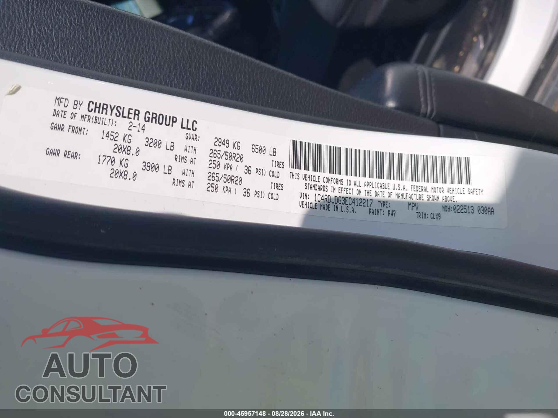 DODGE DURANGO 2014 - 1C4RDJDG3EC412217