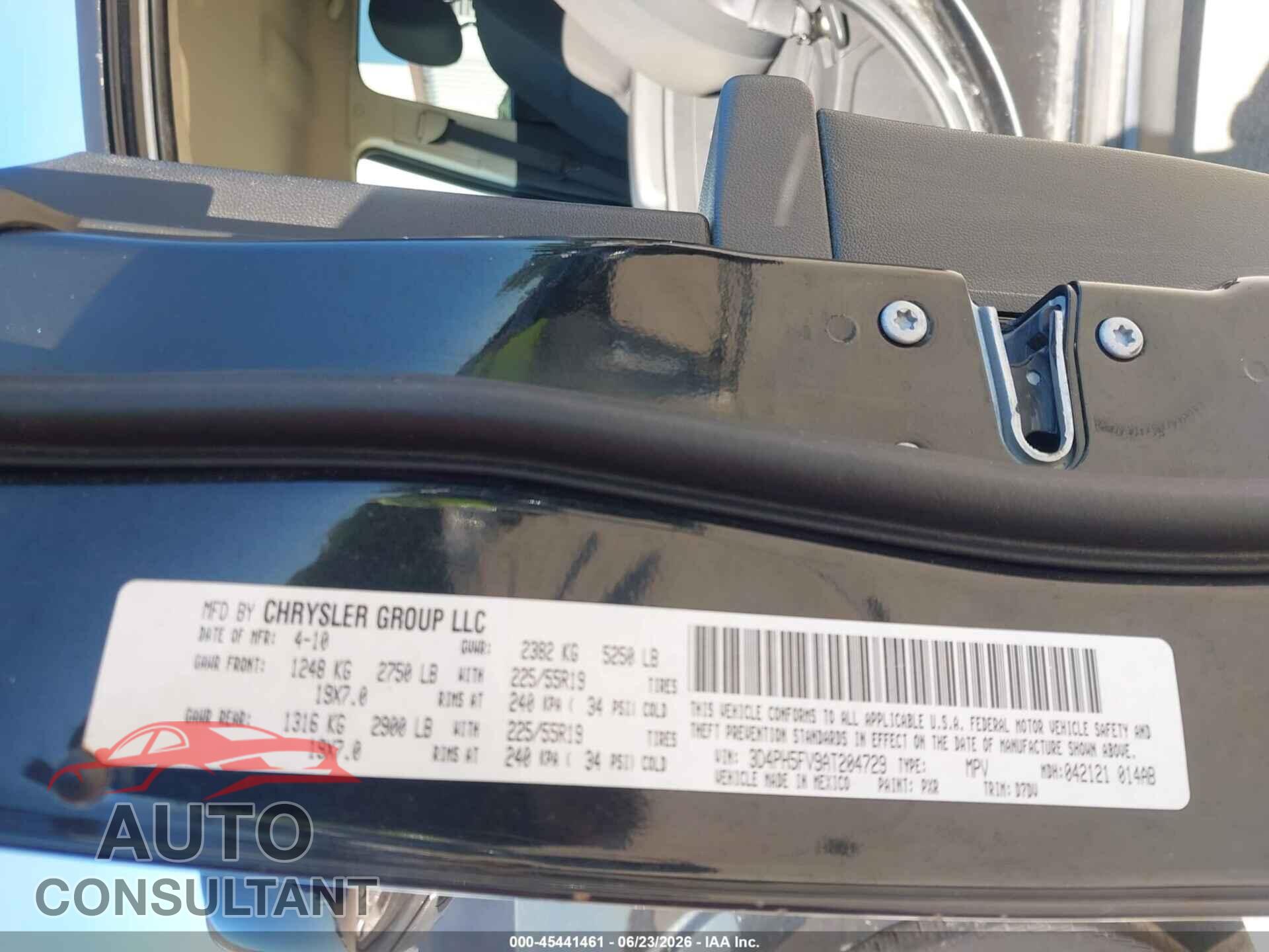 DODGE JOURNEY 2010 - 3D4PH5FV9AT204729