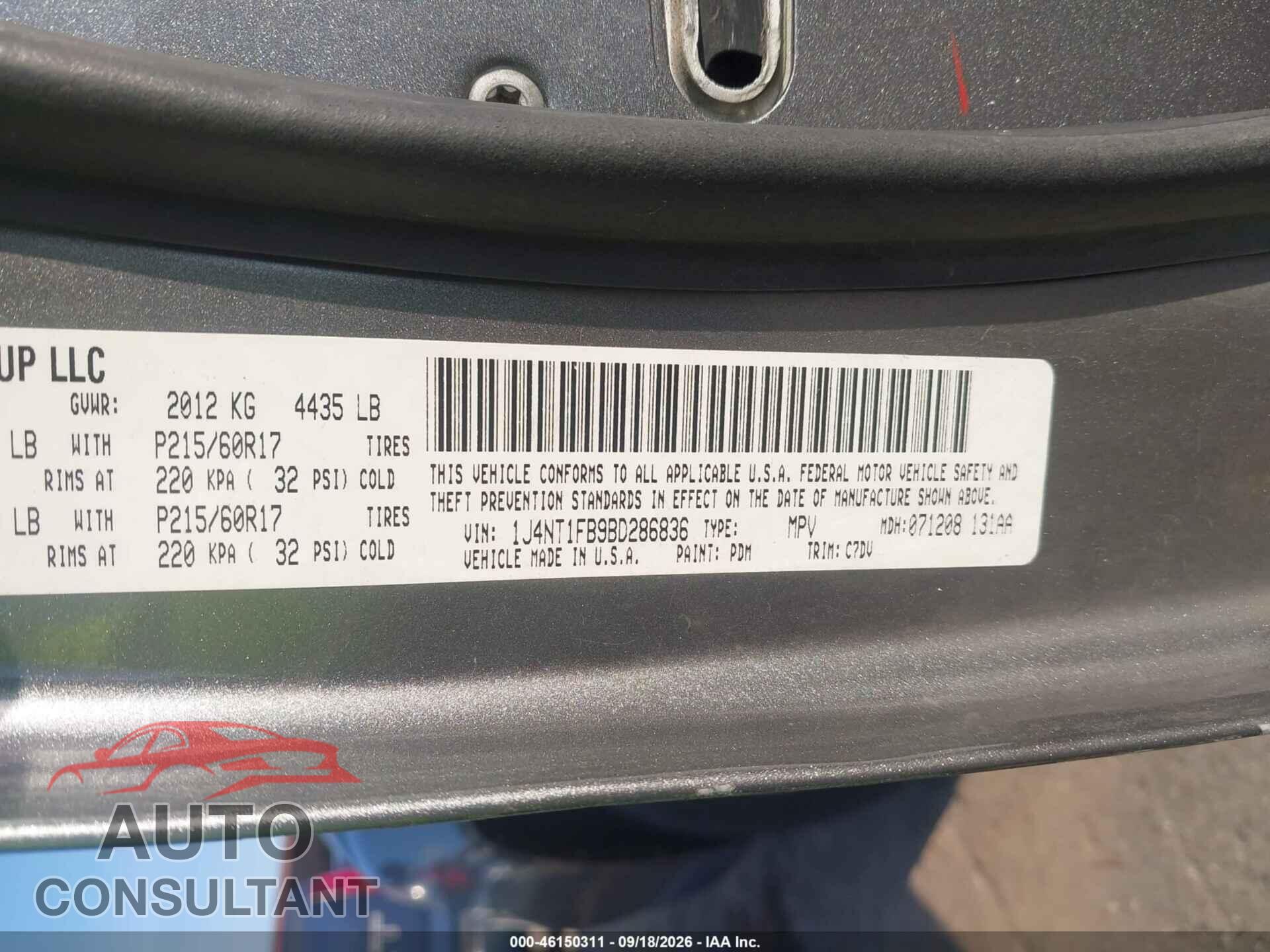 JEEP COMPASS 2011 - 1J4NT1FB9BD286836