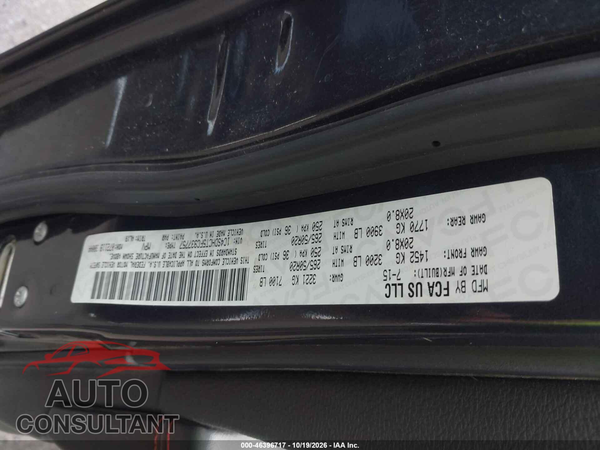 DODGE DURANGO 2015 - 1C4SDHCT5FC937757