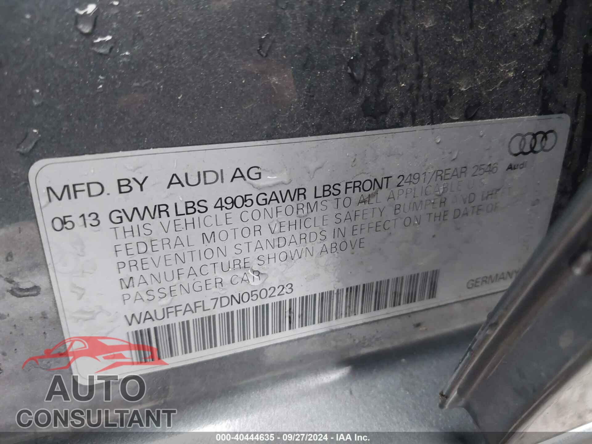 AUDI A4 2013 - WAUFFAFL7DN050223