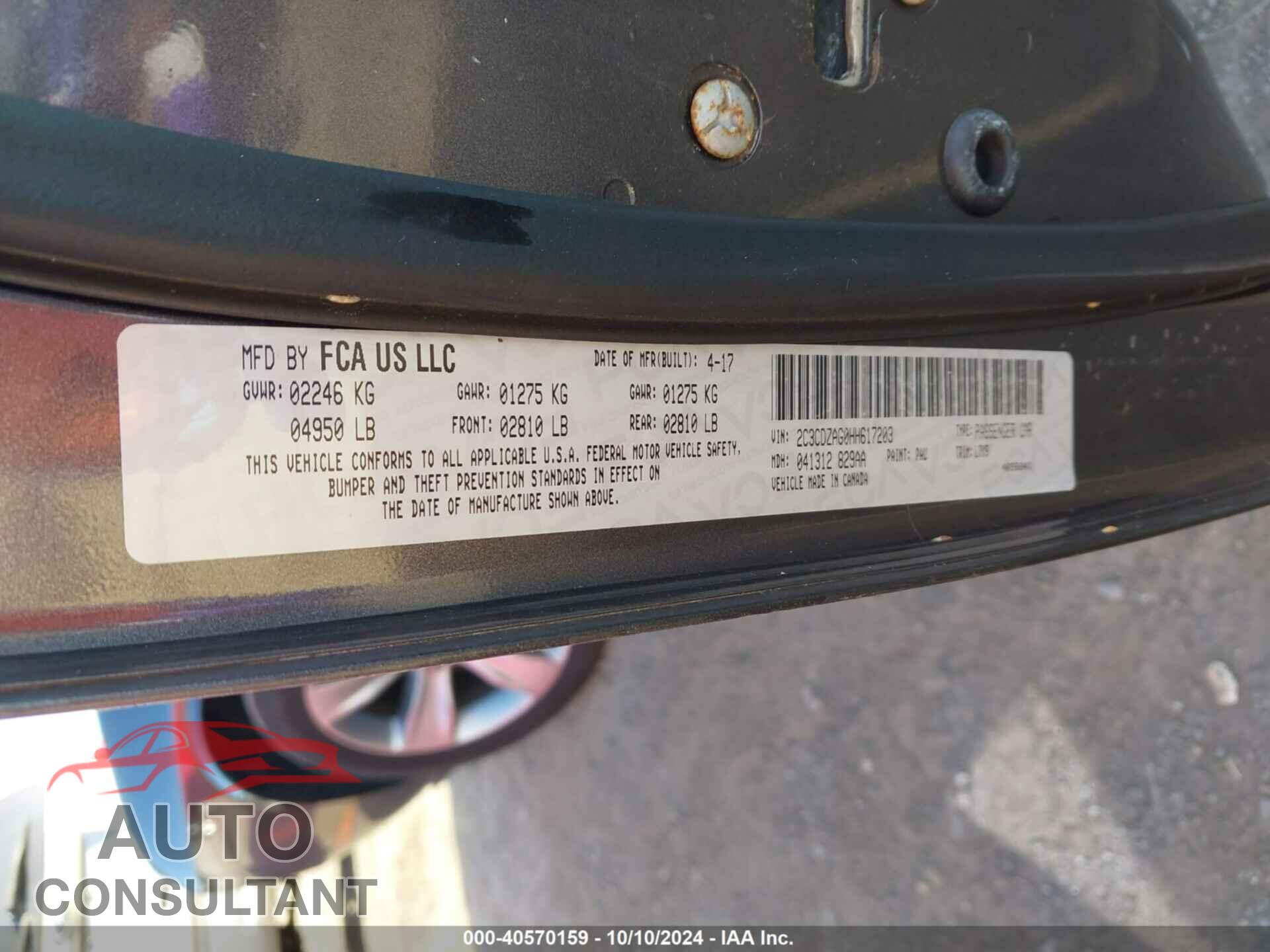 DODGE CHALLENGER 2017 - 2C3CDZAG0HH617203