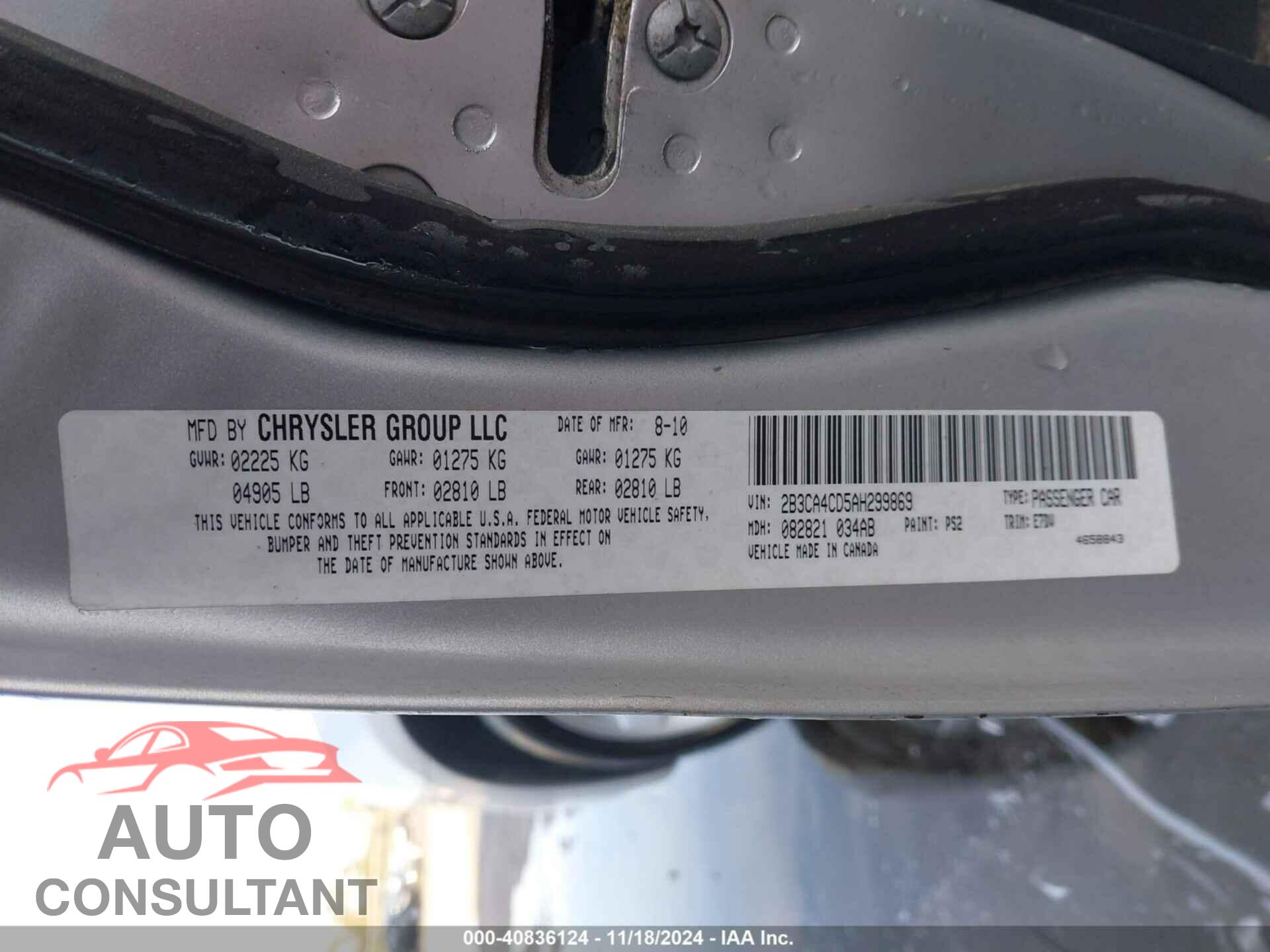 DODGE CHARGER 2010 - 2B3CA4CD5AH299869