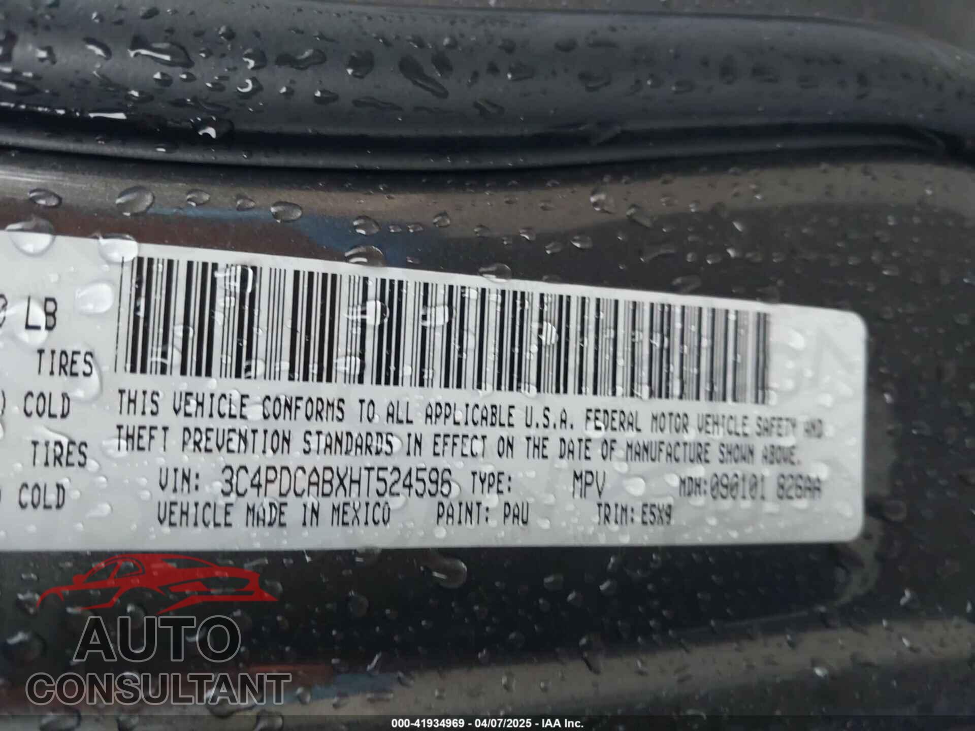 DODGE JOURNEY 2017 - 3C4PDCABXHT524596
