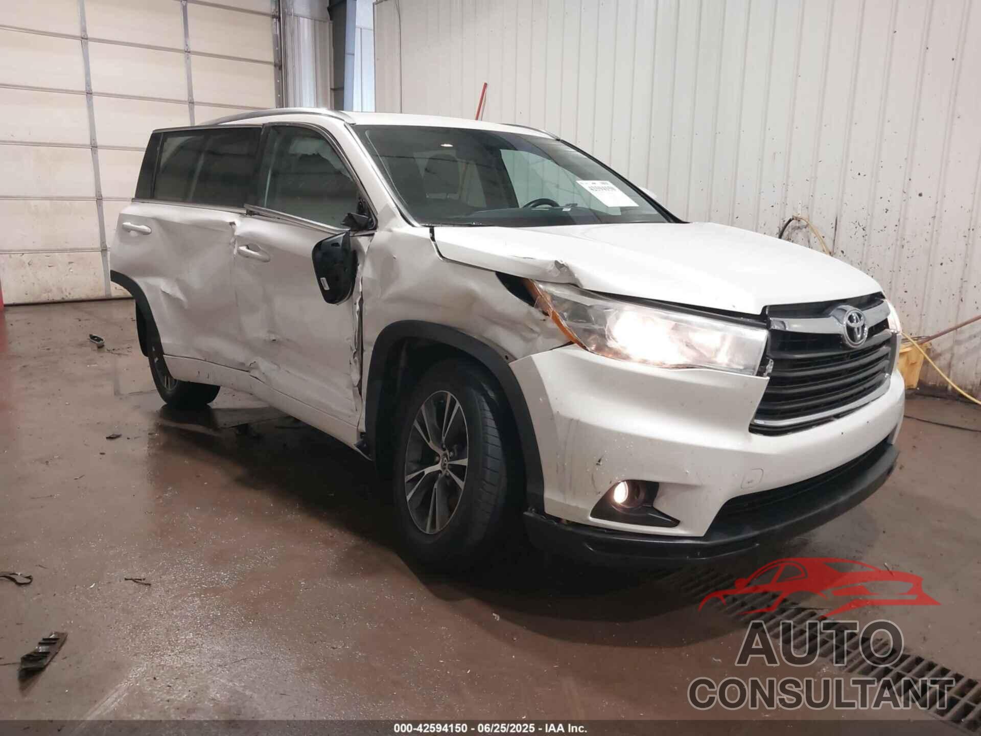 TOYOTA HIGHLANDER 2016 - 5TDJKRFH4GS270288