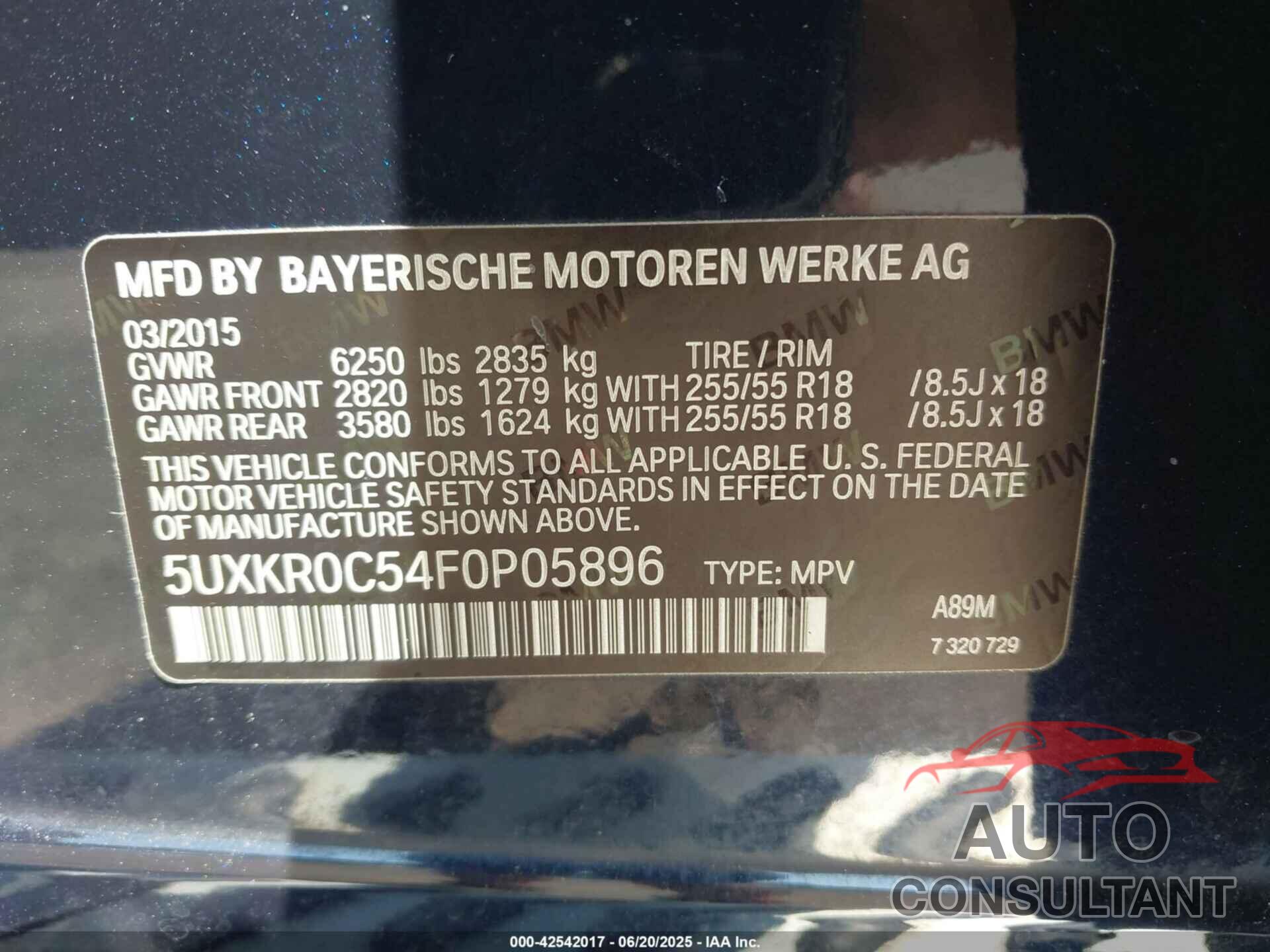 BMW X5 2015 - 5UXKR0C54F0P05896