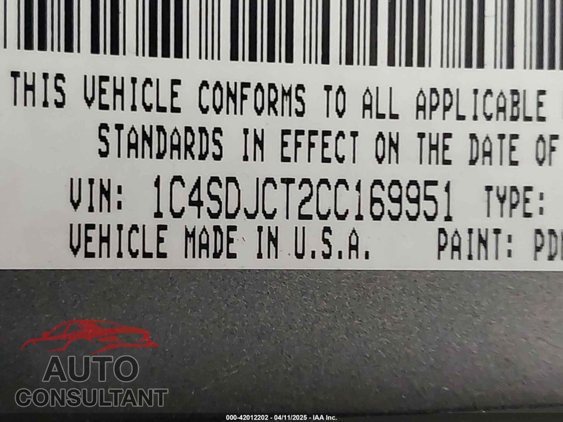 DODGE DURANGO 2012 - 1C4SDJCT2CC169951