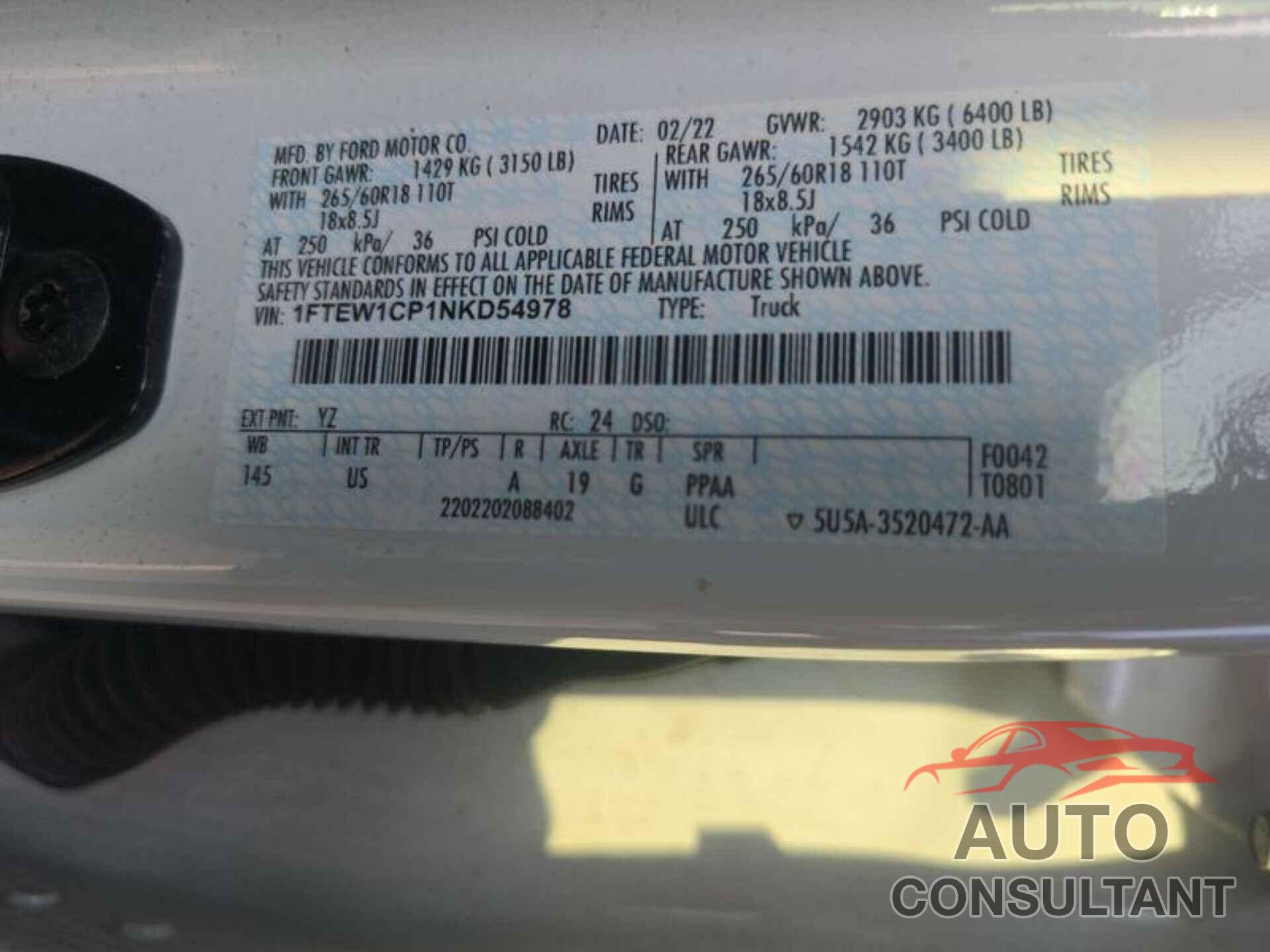 FORD F150 2022 - 1FTEW1CP1NKD54978