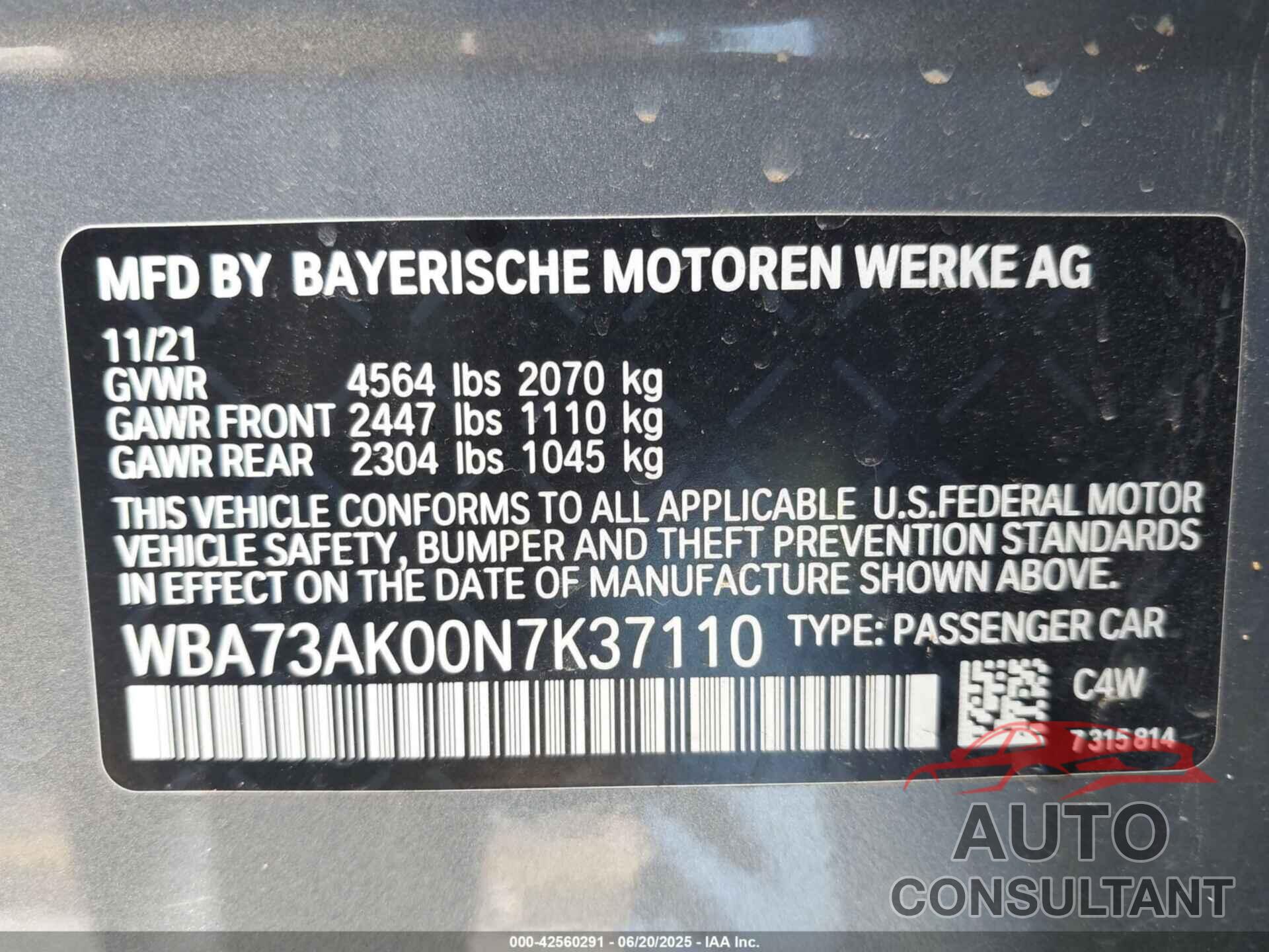 BMW 228 GRAN COUPE 2022 - WBA73AK00N7K37110