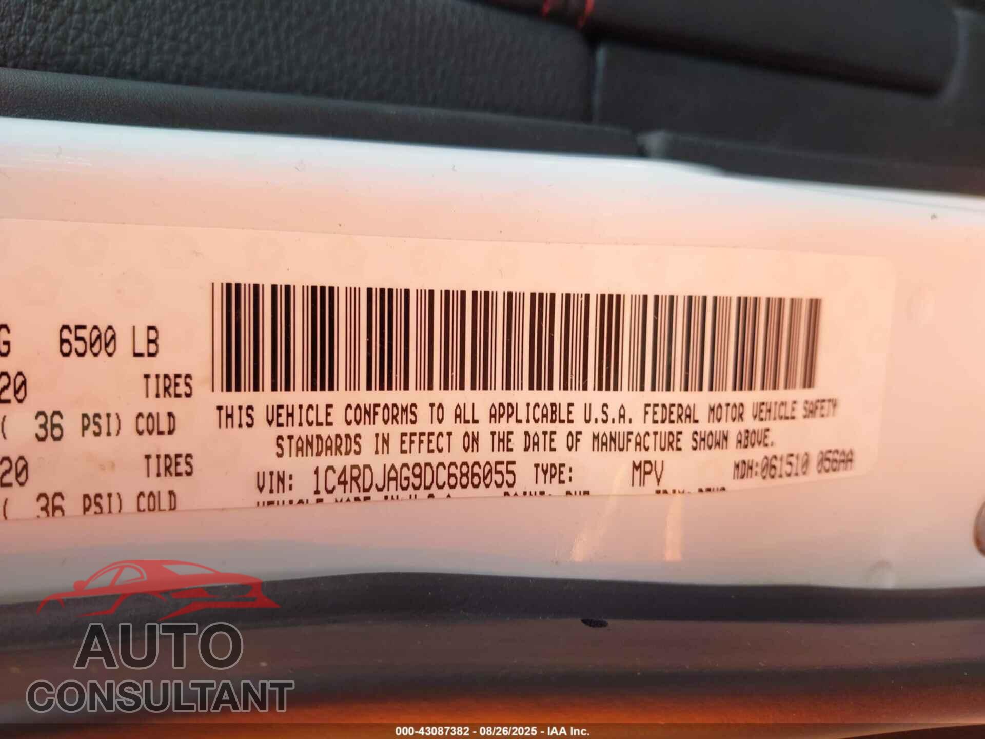 DODGE DURANGO 2013 - 1C4RDJAG9DC686055