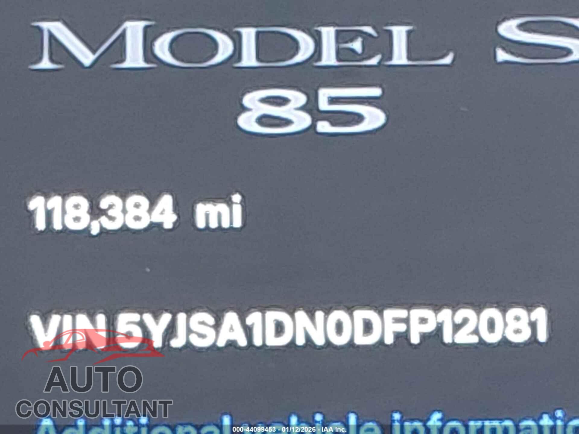 TESLA MODEL S 2013 - 5YJSA1DN0DFP12081