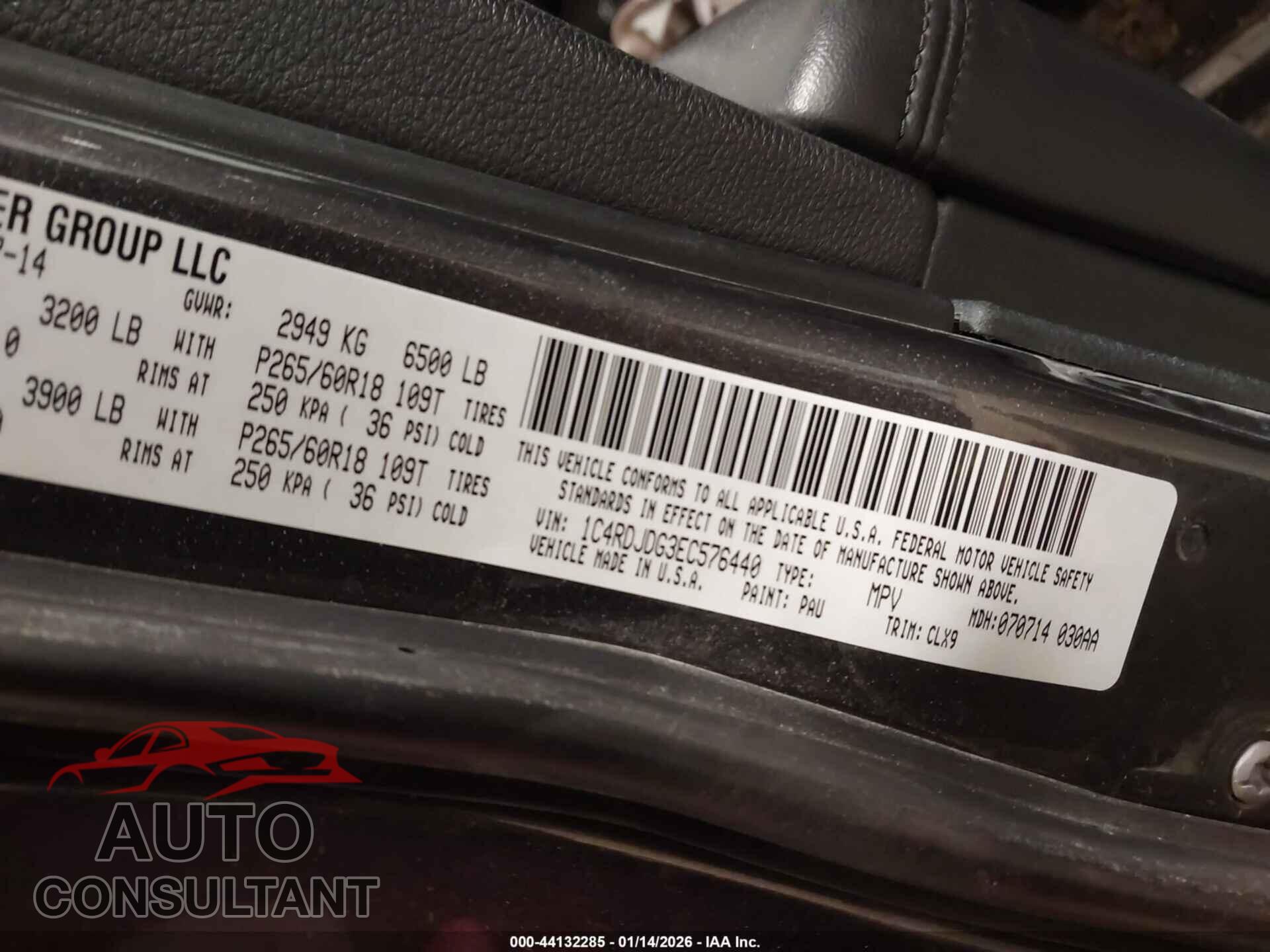 DODGE DURANGO 2014 - 1C4RDJDG3EC576440