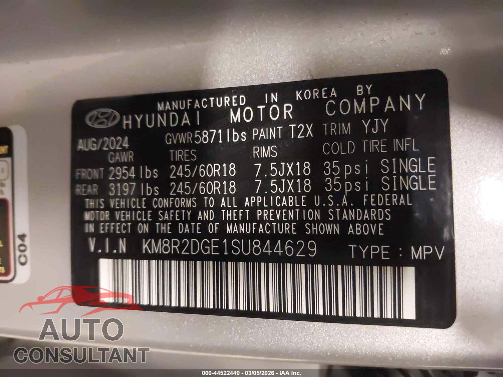 HYUNDAI PALISADE 2025 - KM8R2DGE1SU844629